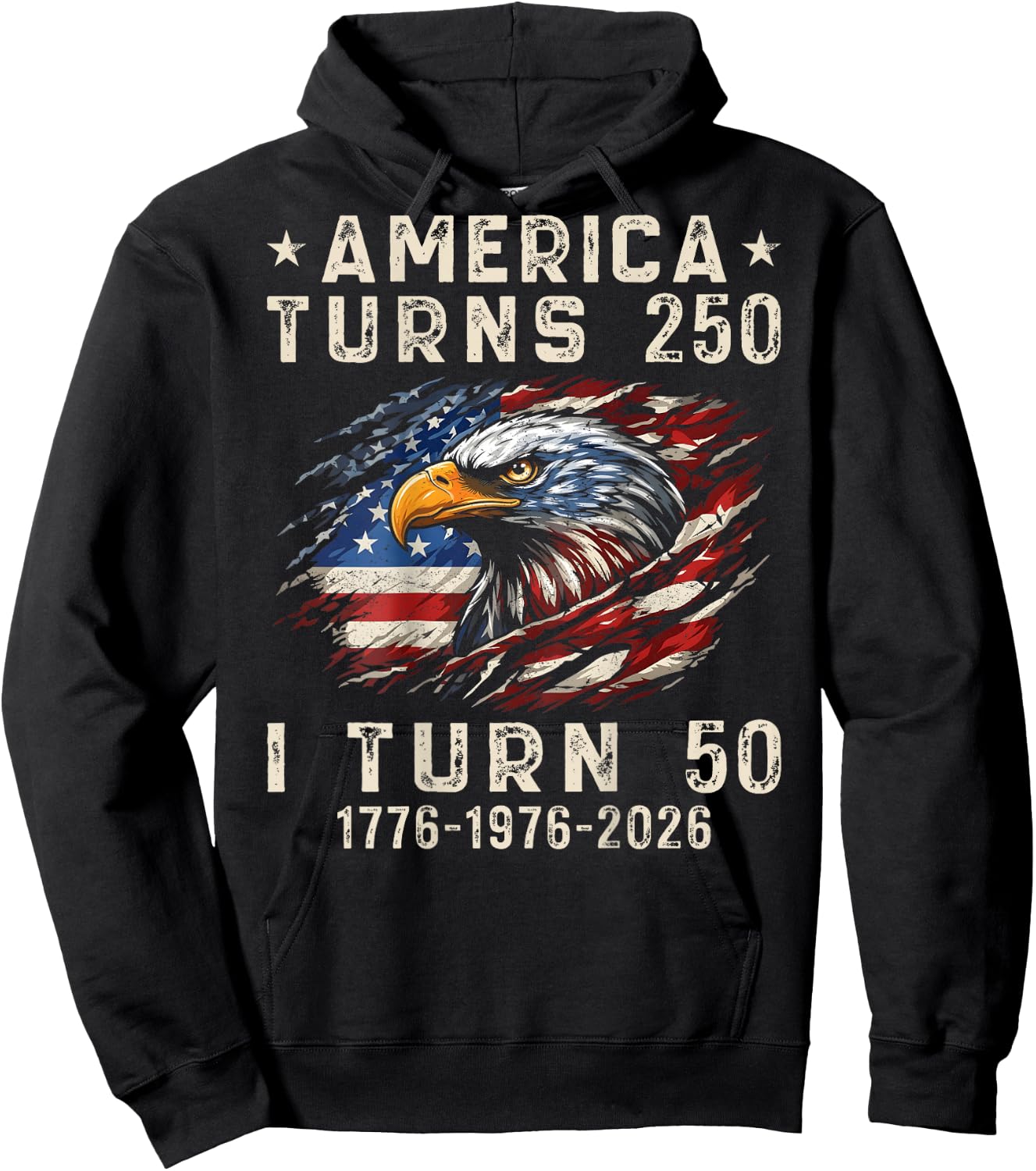 America Turns 250 I Turn 50 1976 50th Birthday (On Back) Hoodie - Hoodie | Black