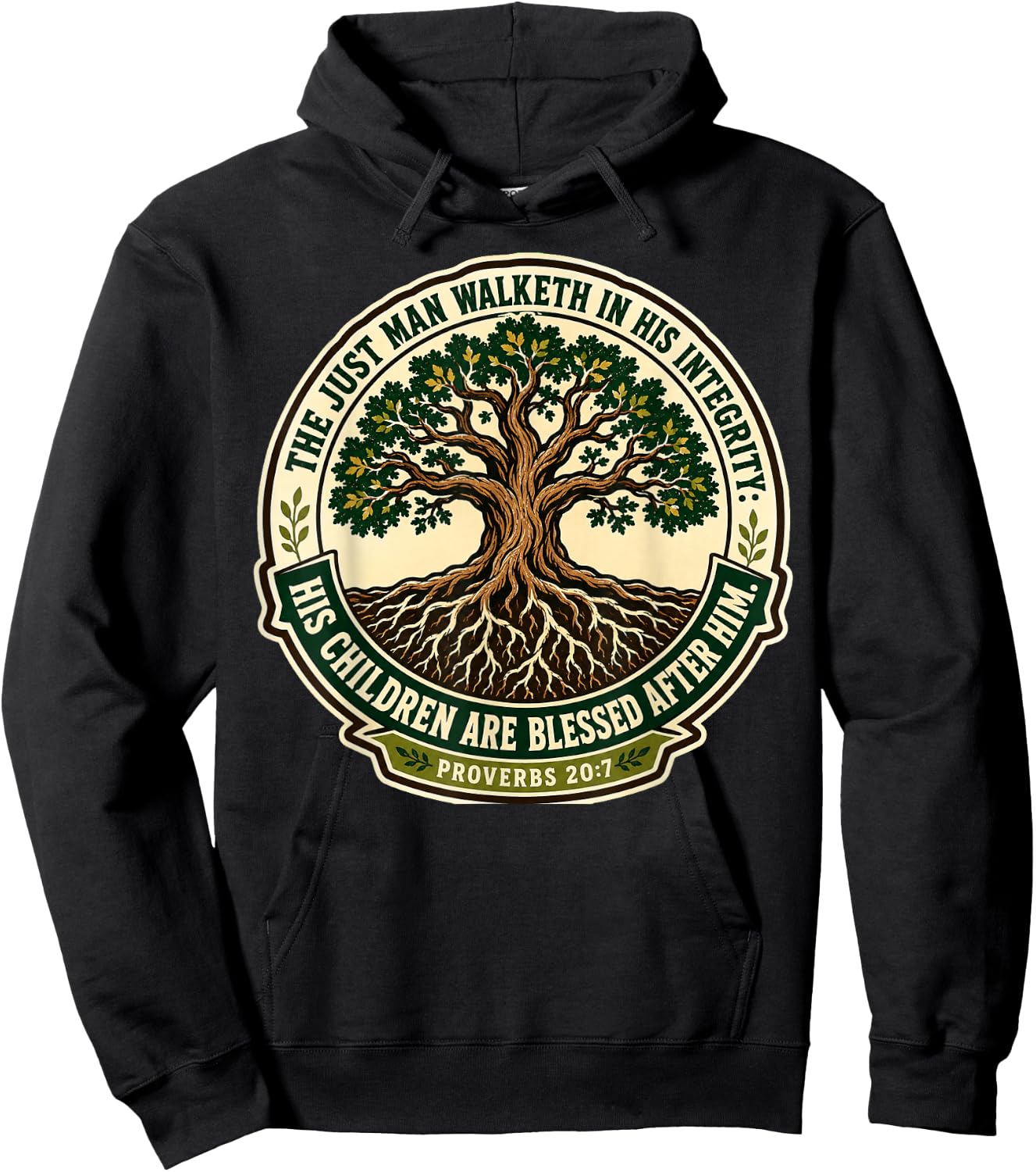 Christian Father Proverbs 20:7 Just Man Walk Integrity Hoodie - Hoodie | Black