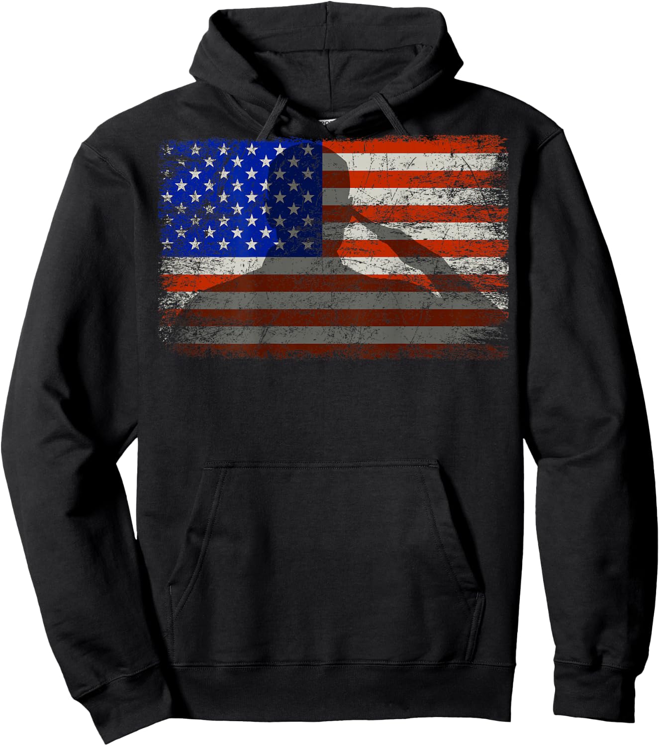 Military Patriotic American Flag Print On Back Kids Men Hoodie - Hoodie | Black