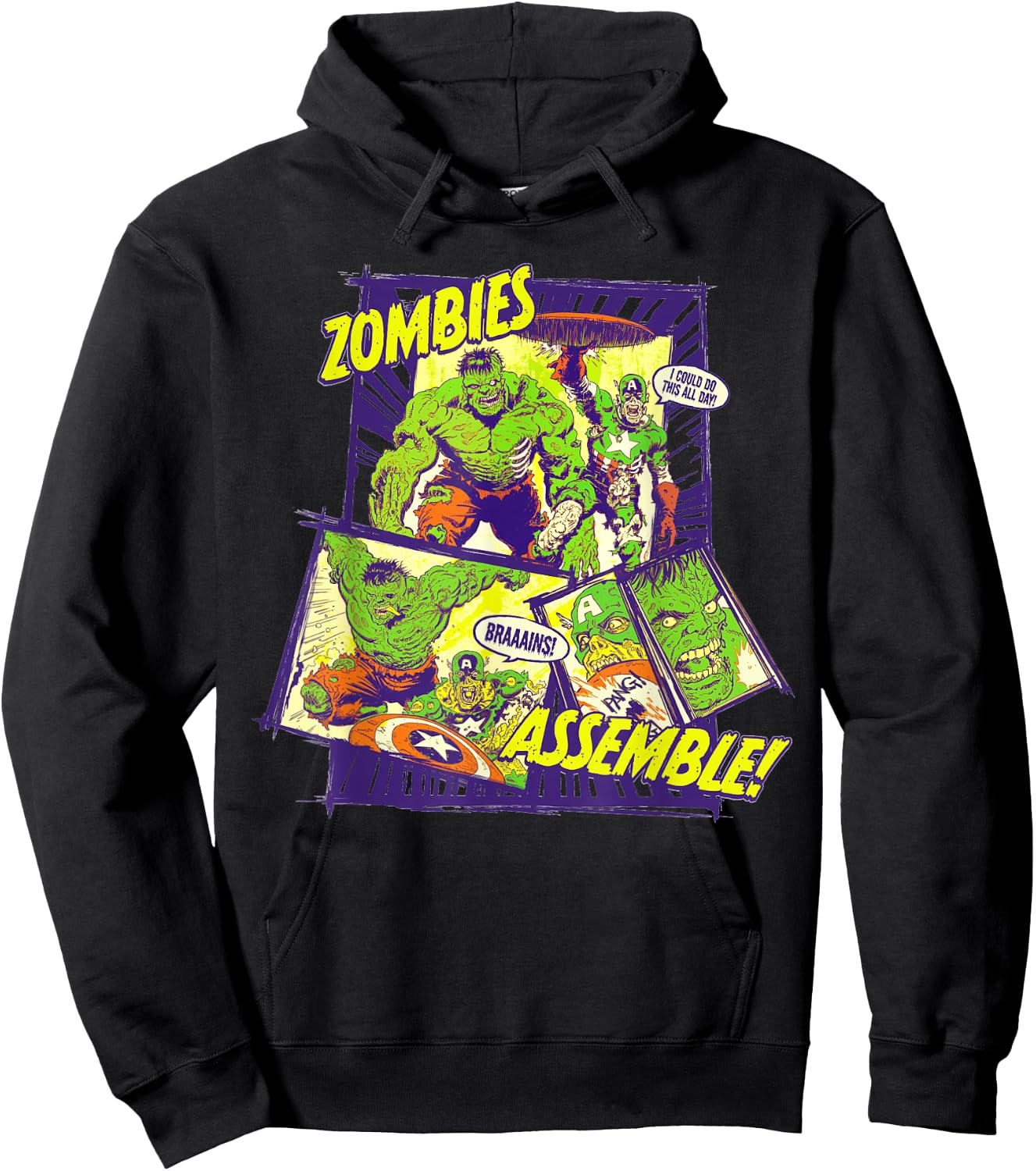 Marvel Zombies Assemble Hulk and Captain America Halloween Hoodie - Hoodie | Black