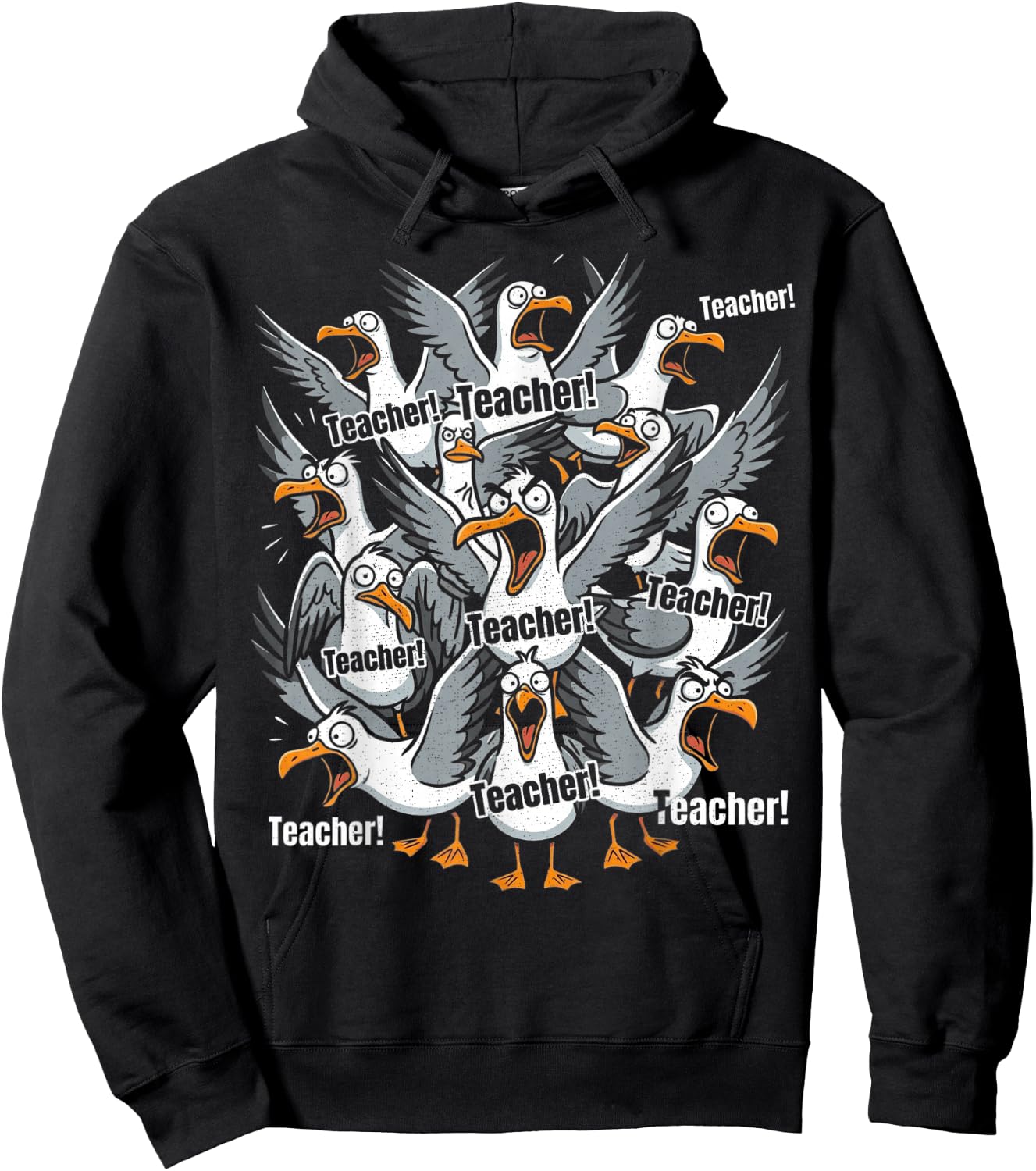 Funny Teacher Yelling Seagull Teacher Hoodie - Hoodie | Black