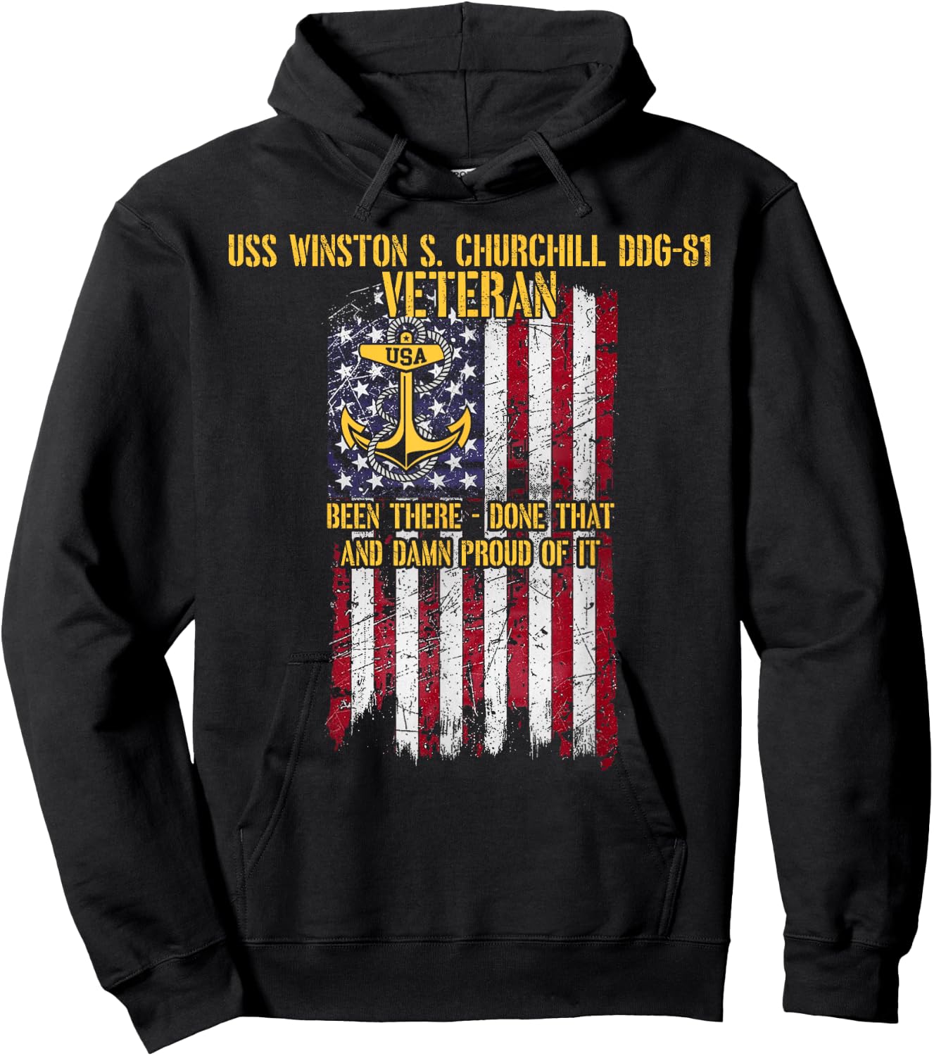 USS Winston S. Churchill DDG-81 Destroyer Veteran Hoodie - Hoodie | Black