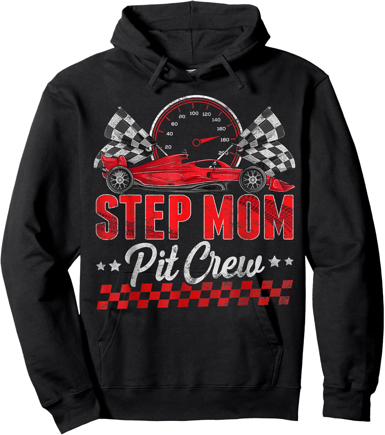 Race Car Birthday Party Racing Family Step Mom Pit Crew Hoodie - Hoodie | Black