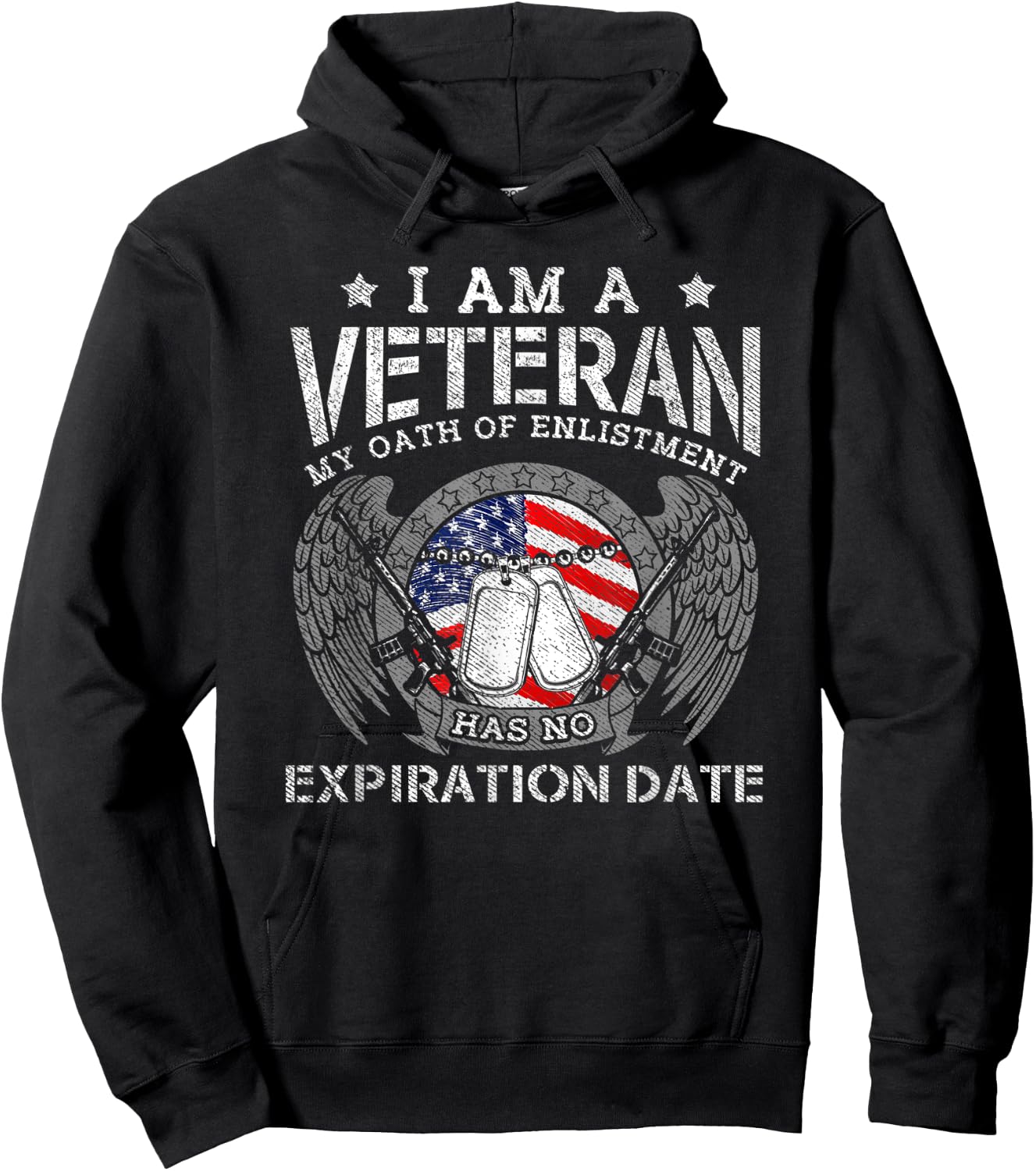 Retro I Am A Veteran My Oath Enlistment Has No Expiration Hoodie - Hoodie | Black