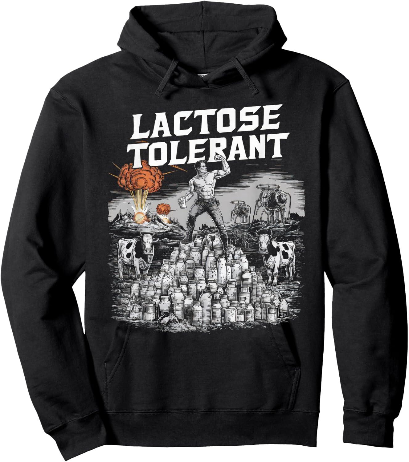 Lactose Tolerant Shirt Men Women Funny Meme Retro Pro-Dairy Hoodie - Hoodie | Black