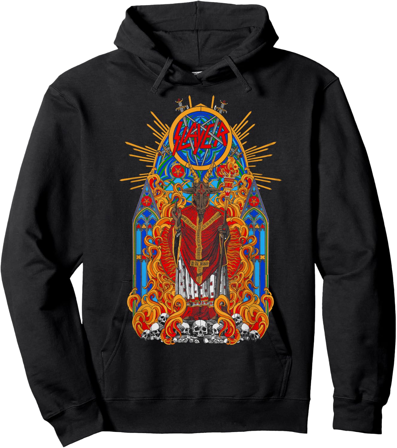 Slayer Goat God Stained Glass Hoodie - Hoodie | Black