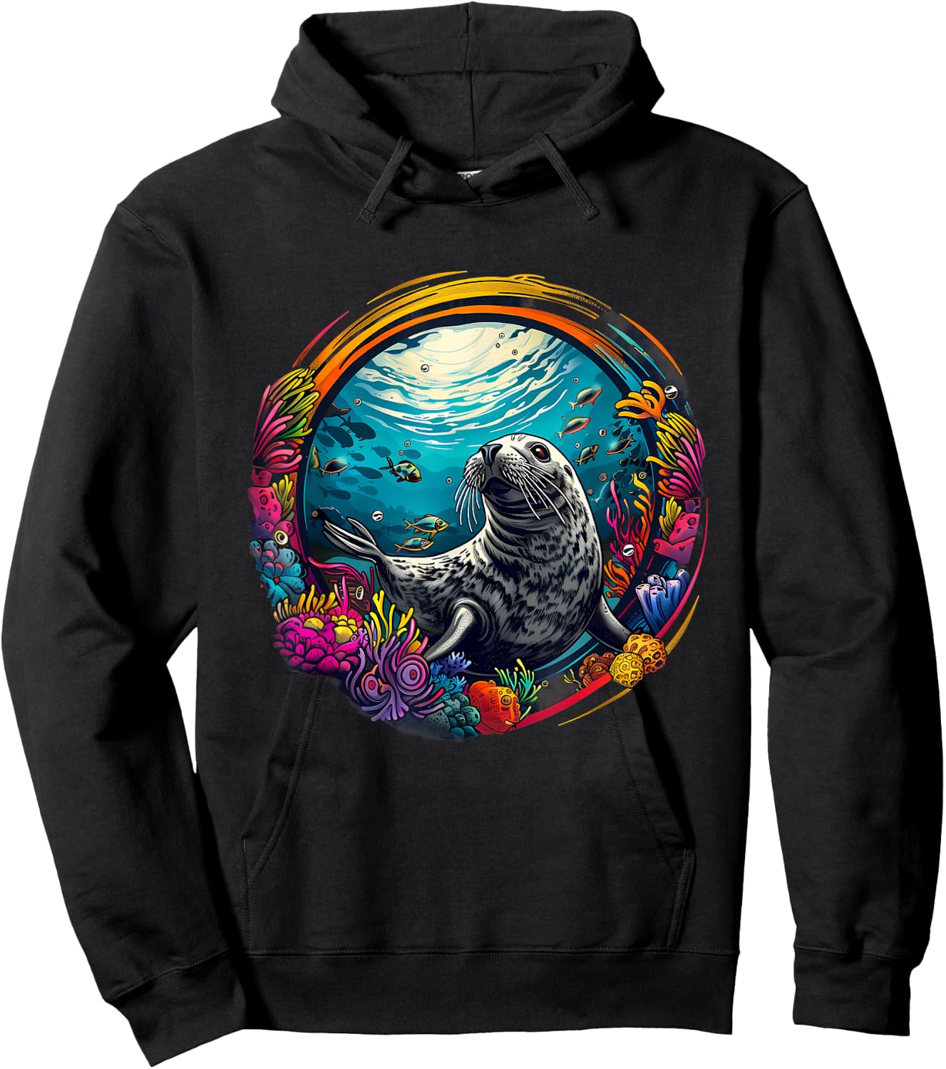 Seal Sea Ocean Seal Marine Mammal Ocean Sea Animal Artwork Hoodie - Hoodie | Black