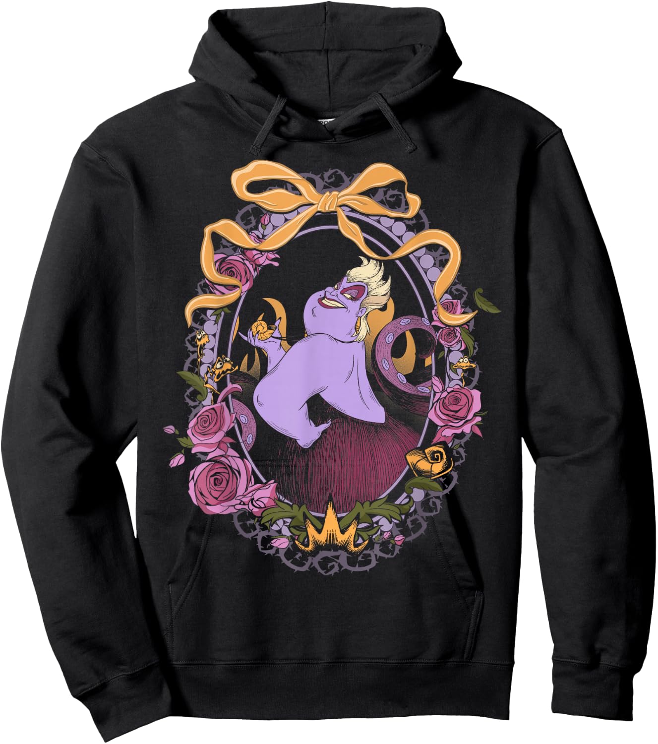 Disney Villains Little Mermaid Ursula Floral Framed Portrait Hoodie - Hoodie | Black