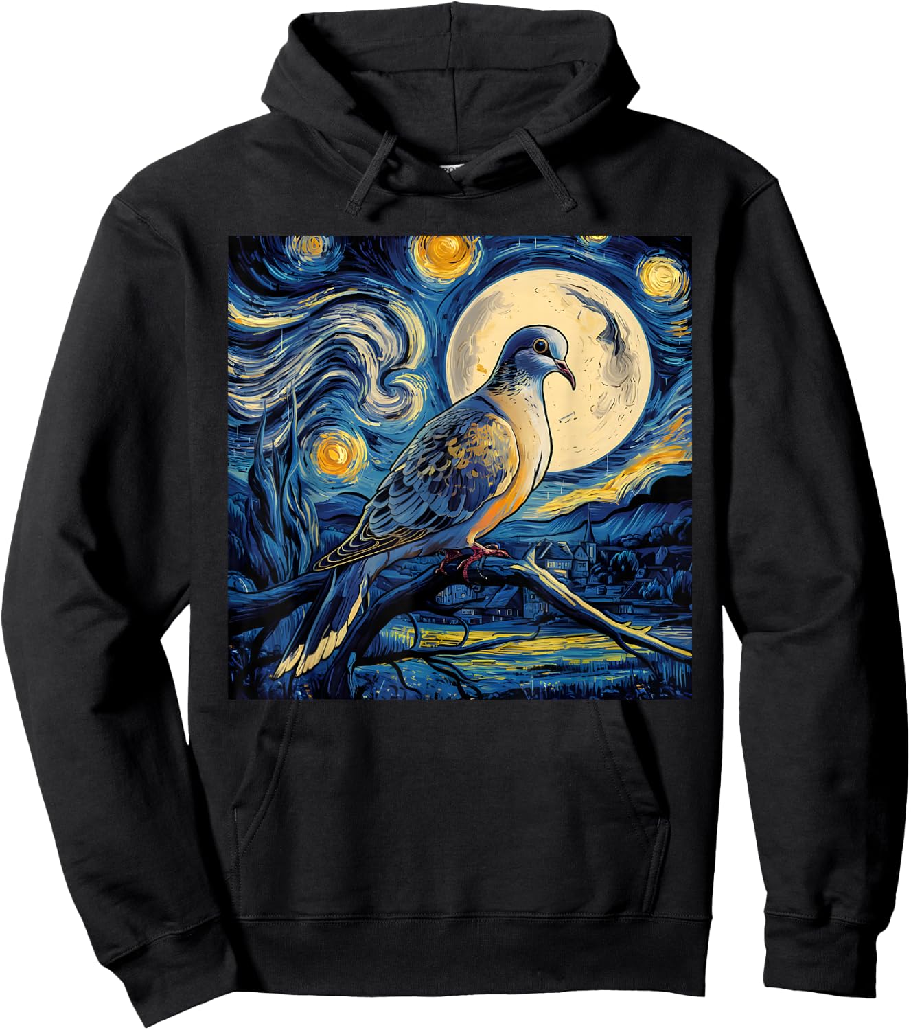 Mourning Dove Bird Lover Starry Night Van Gogh Bird Watchers Hoodie - Hoodie | Black