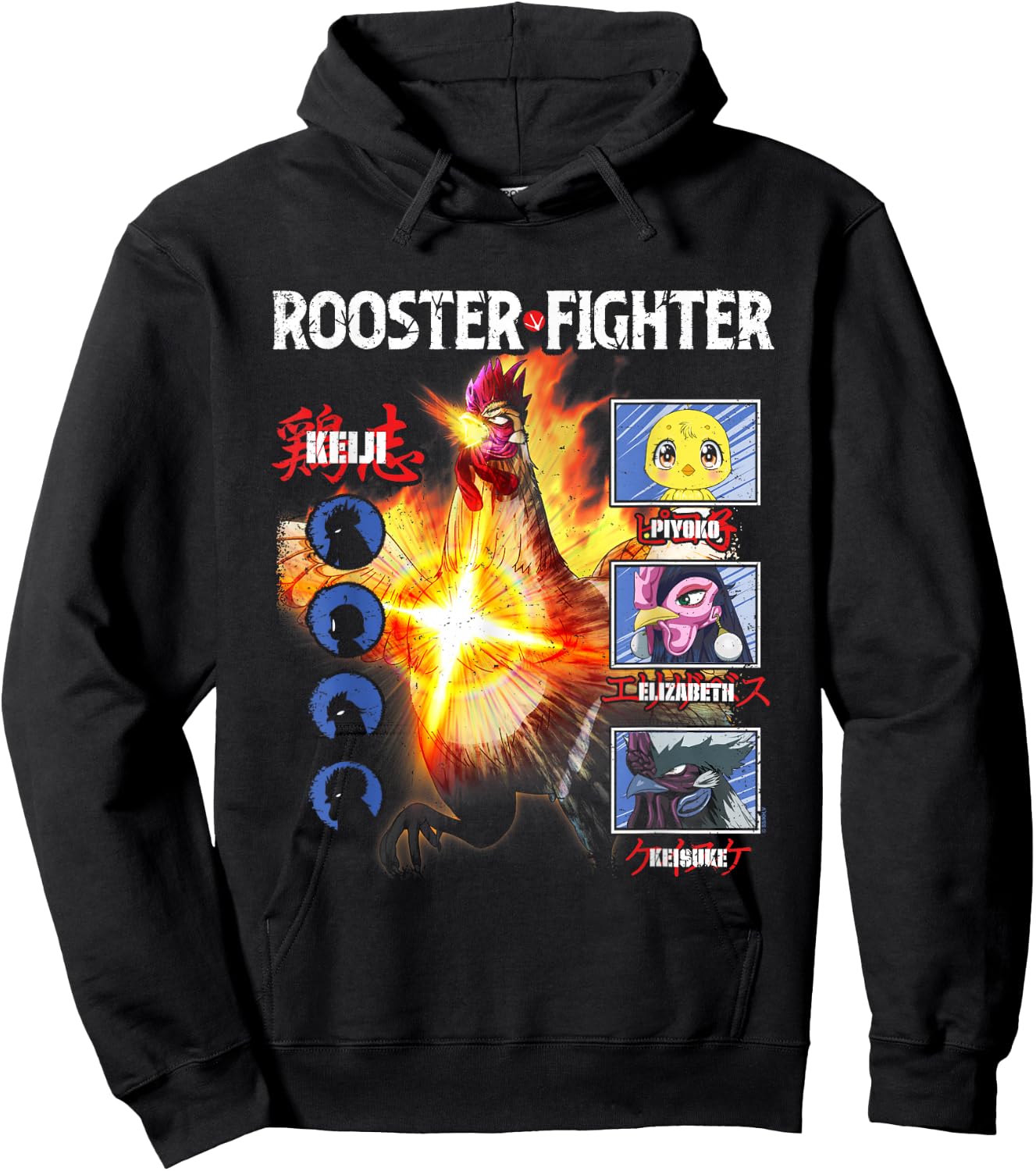 Rooster Fighter Character Breakdown Action Anime Hoodie - Hoodie | Black