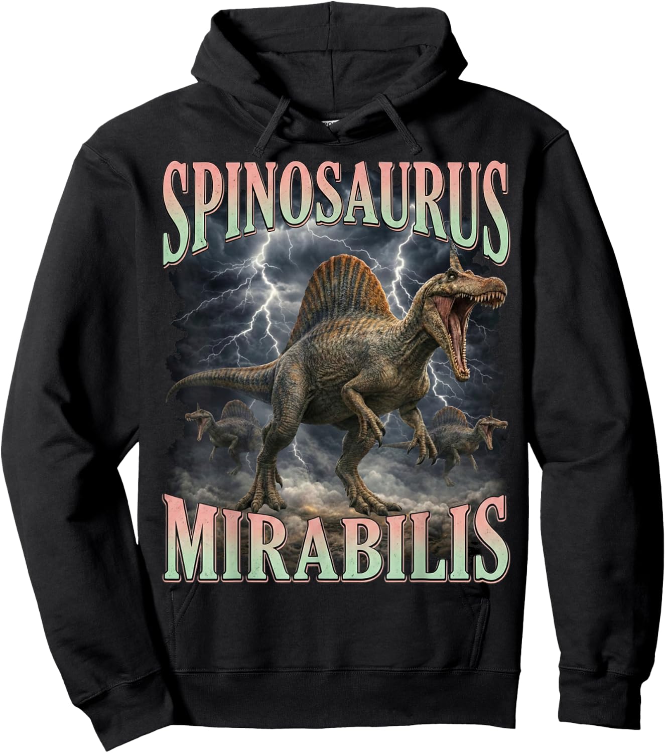 Roaring Spinosaurus Mirabilis Prehistoric Dinosaur Hoodie - Hoodie | Black