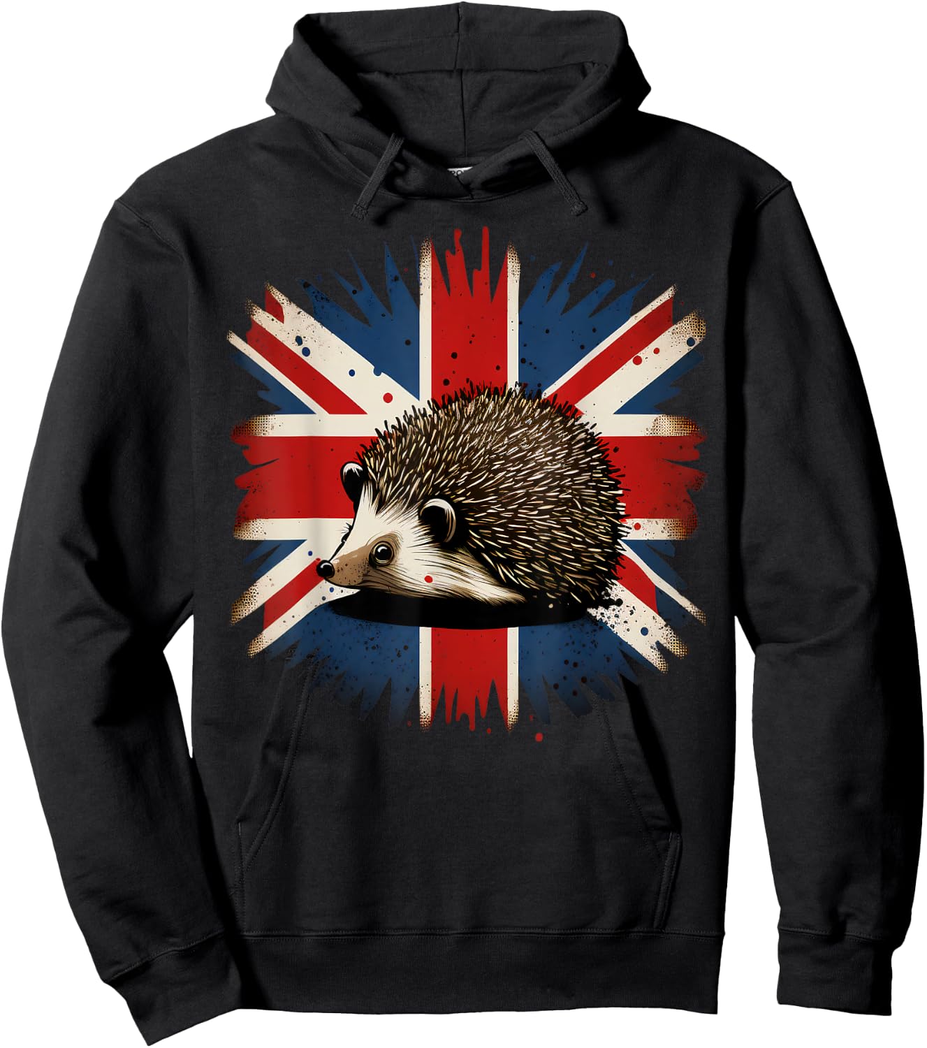 British UK Hedgehog on Great Britain Hedgehog Hoodie - Hoodie | Black