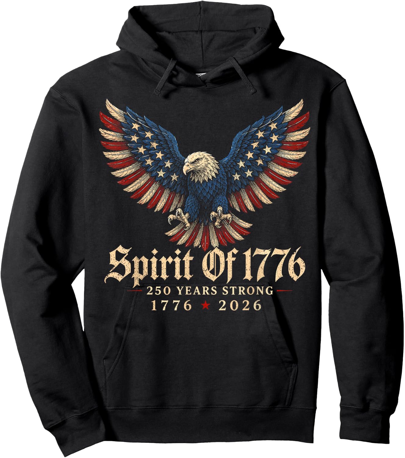 1776 2026 Patriotic Eagle American Freedom Anniversary Hoodie - Hoodie | Black