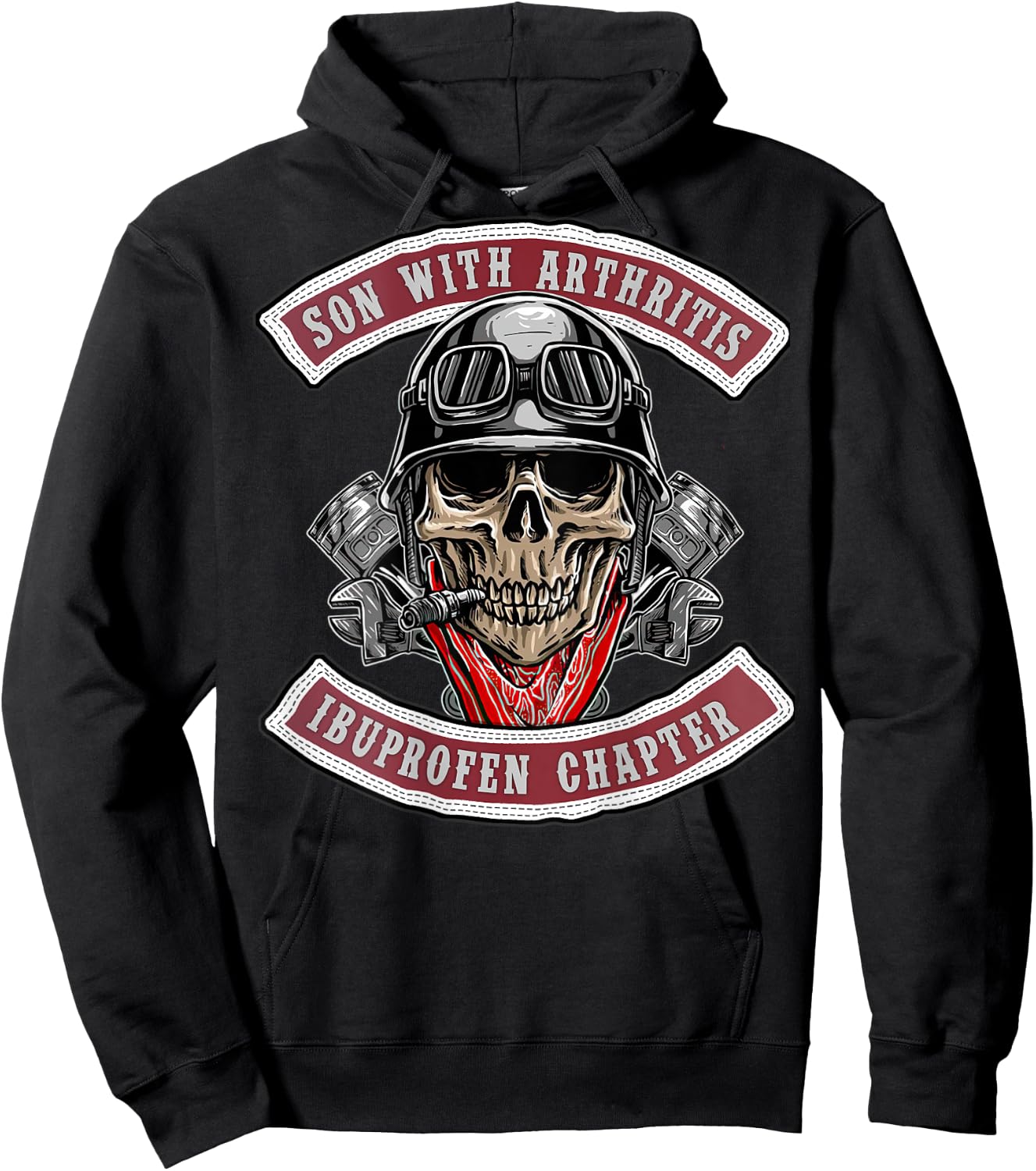 Son With Arthritis Ibuprofen Chapter Old Biker Motorcycle Hoodie - Hoodie | Black