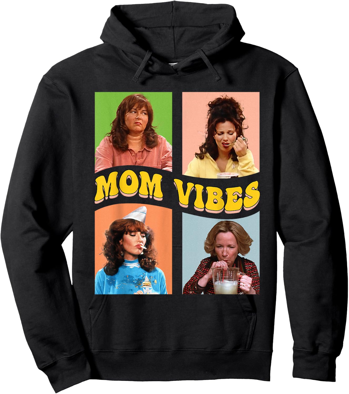 Retro Nineties Mom Vibes Vintage Mother's Day Women's Shirt , black Hoodie - Hoodie | Black