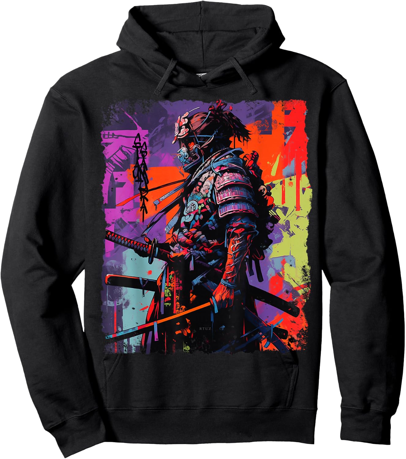 Hip Hop Y2K Vintage Hipster Edgy Urban Streetwear Samurai Hoodie - Hoodie | Black