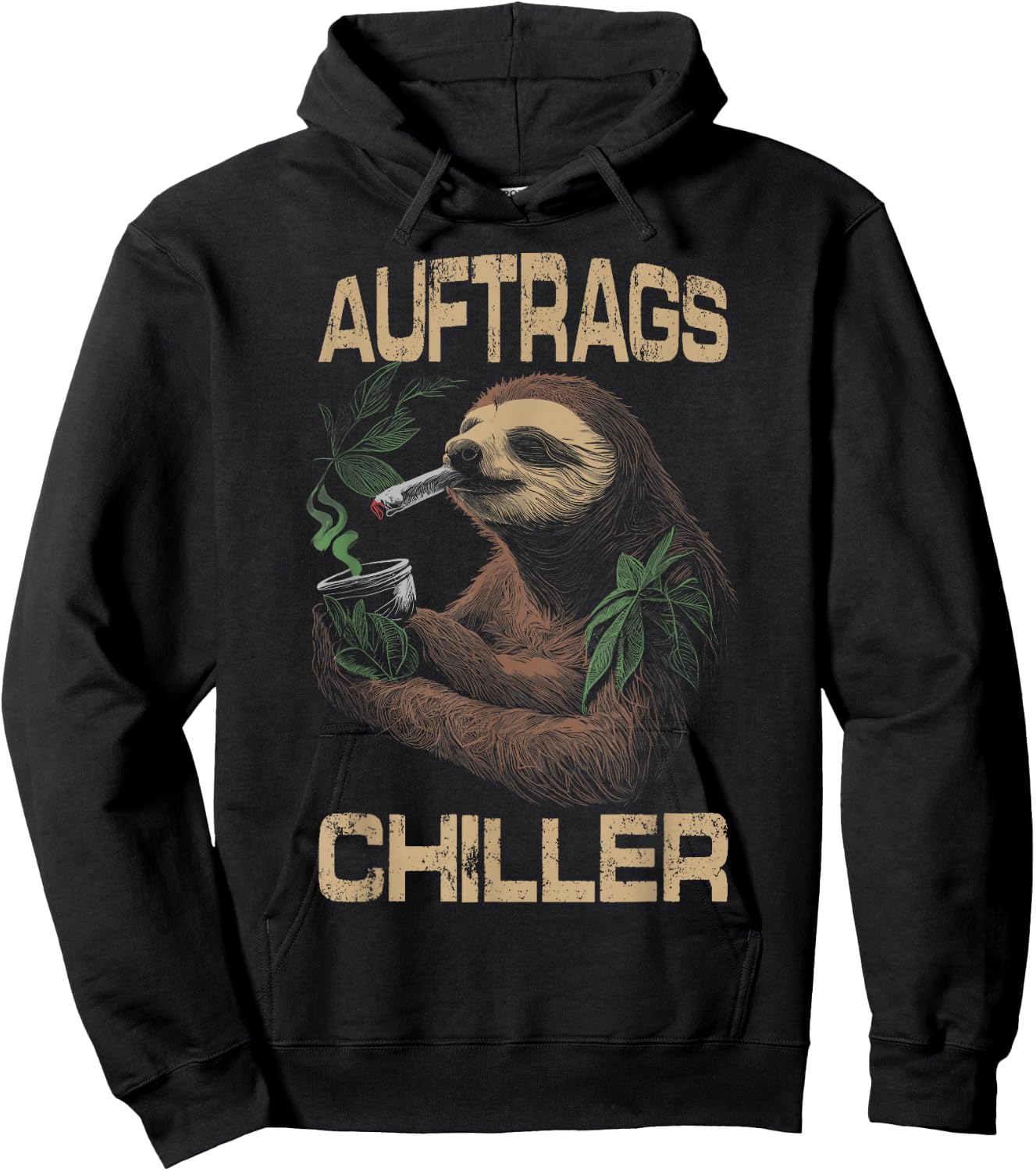 Auftragschiller sloth saying stiffer costume cannabis hemp Hoodie - Hoodie | Black
