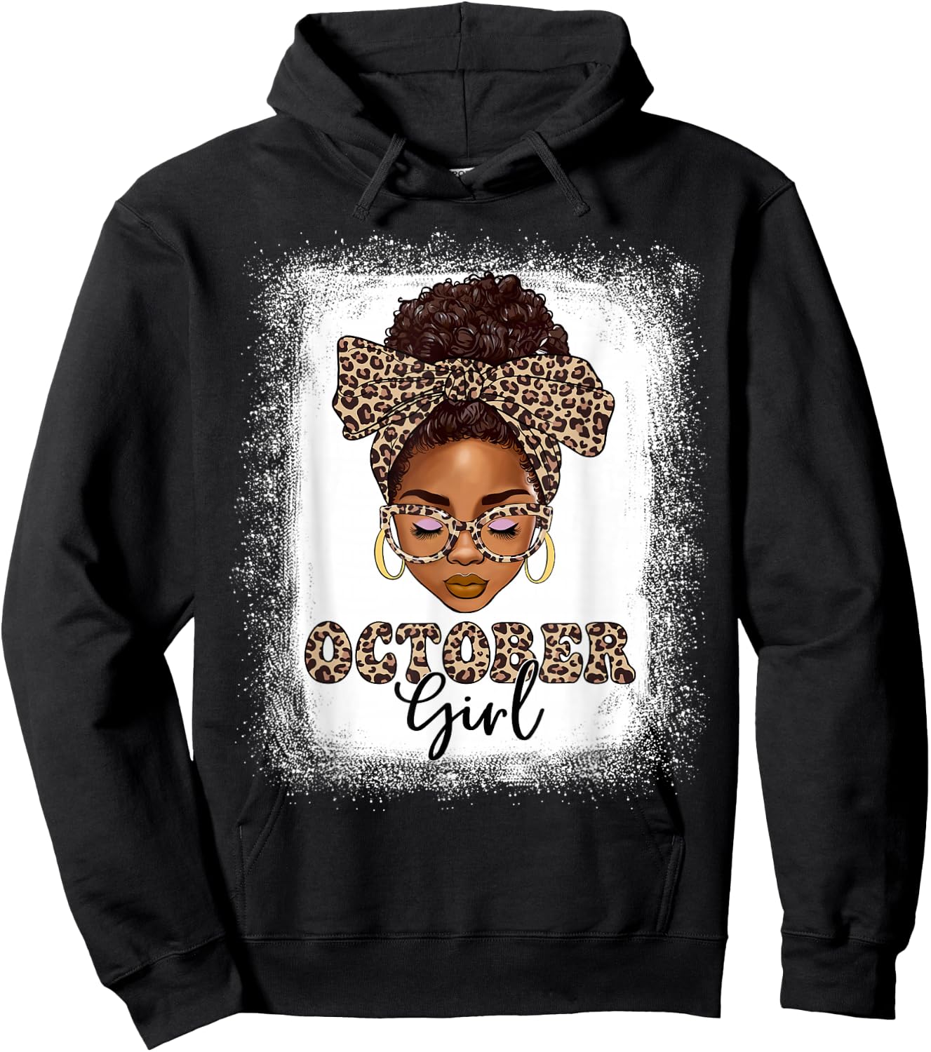 October Girls Afro Messy Bun Bleached Black Women Birthday Hoodie - Hoodie | Black