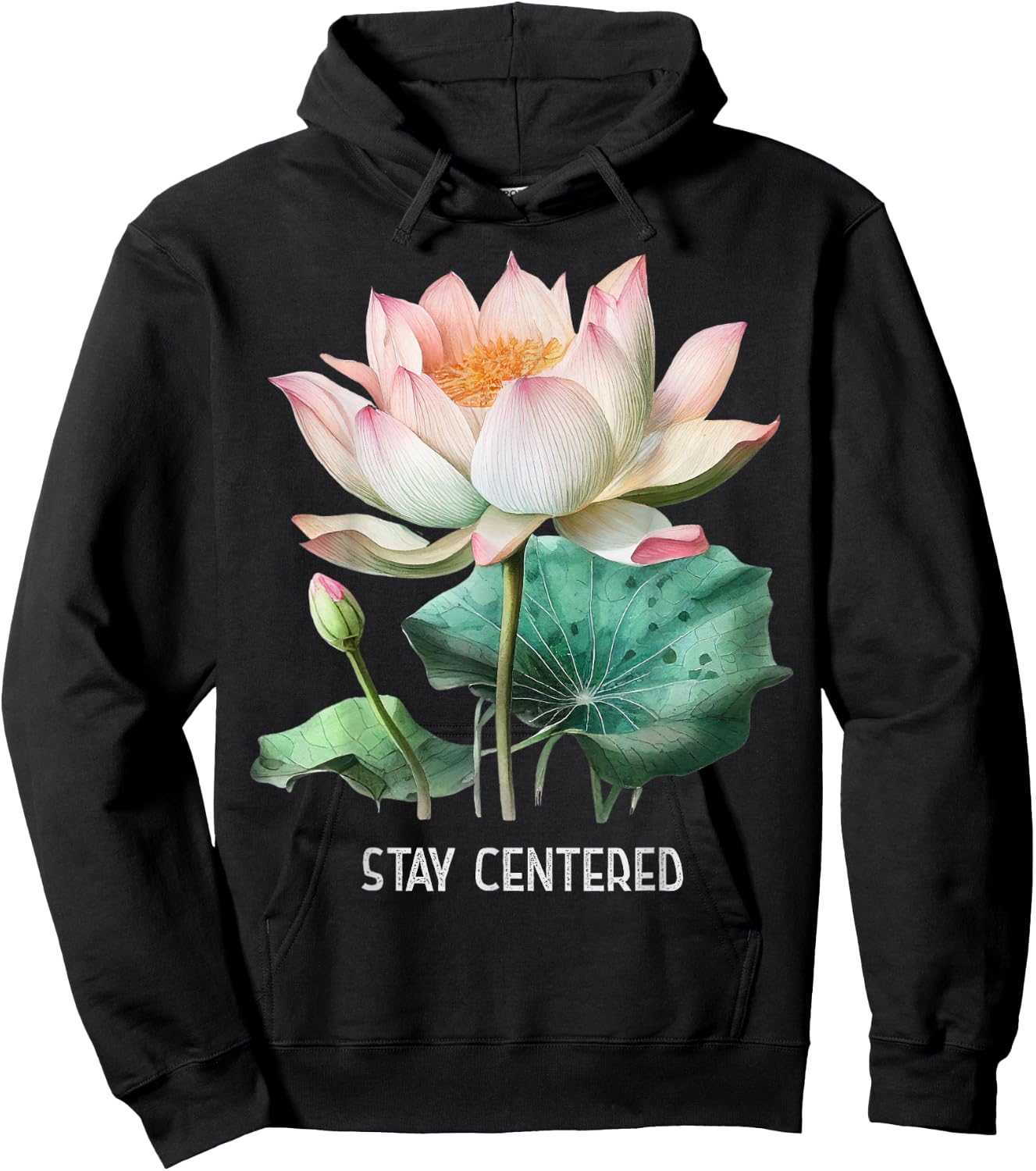 Mindfulness Saying Minimal Yoga Stay Centered Hoodie - Hoodie | Black