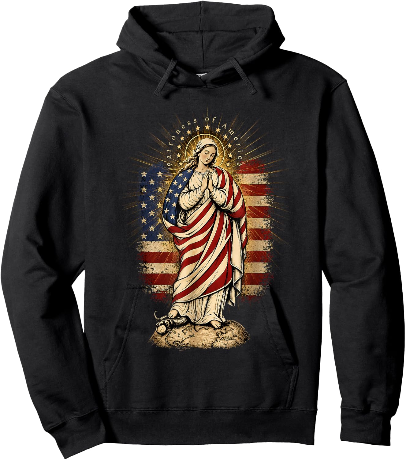 Patroness of The USA Blessed Virgin Mary Catholic Art Hoodie - Hoodie | Black