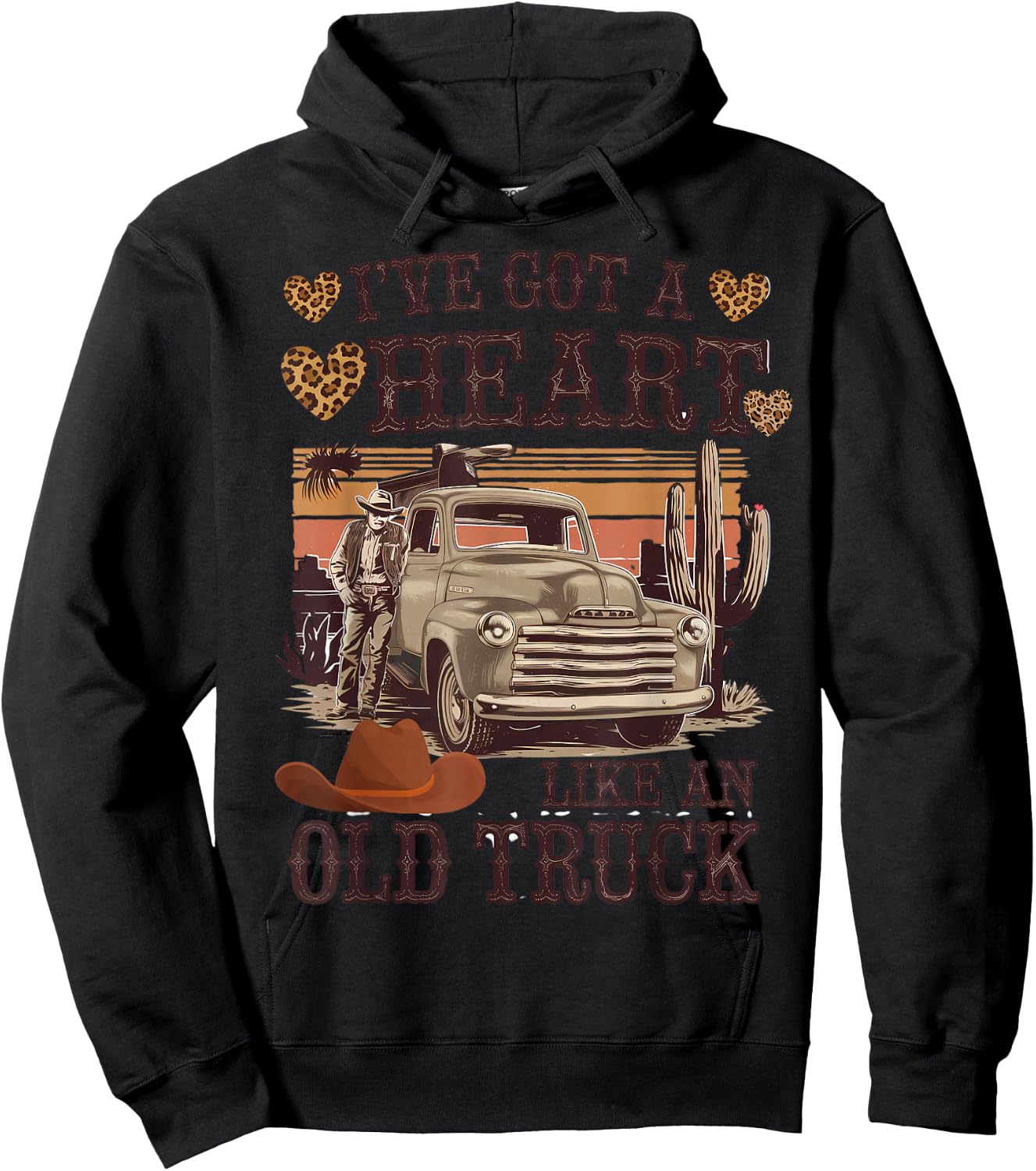 Heart Like an Old Truck - Vintage Western Hoodie - Hoodie | Black