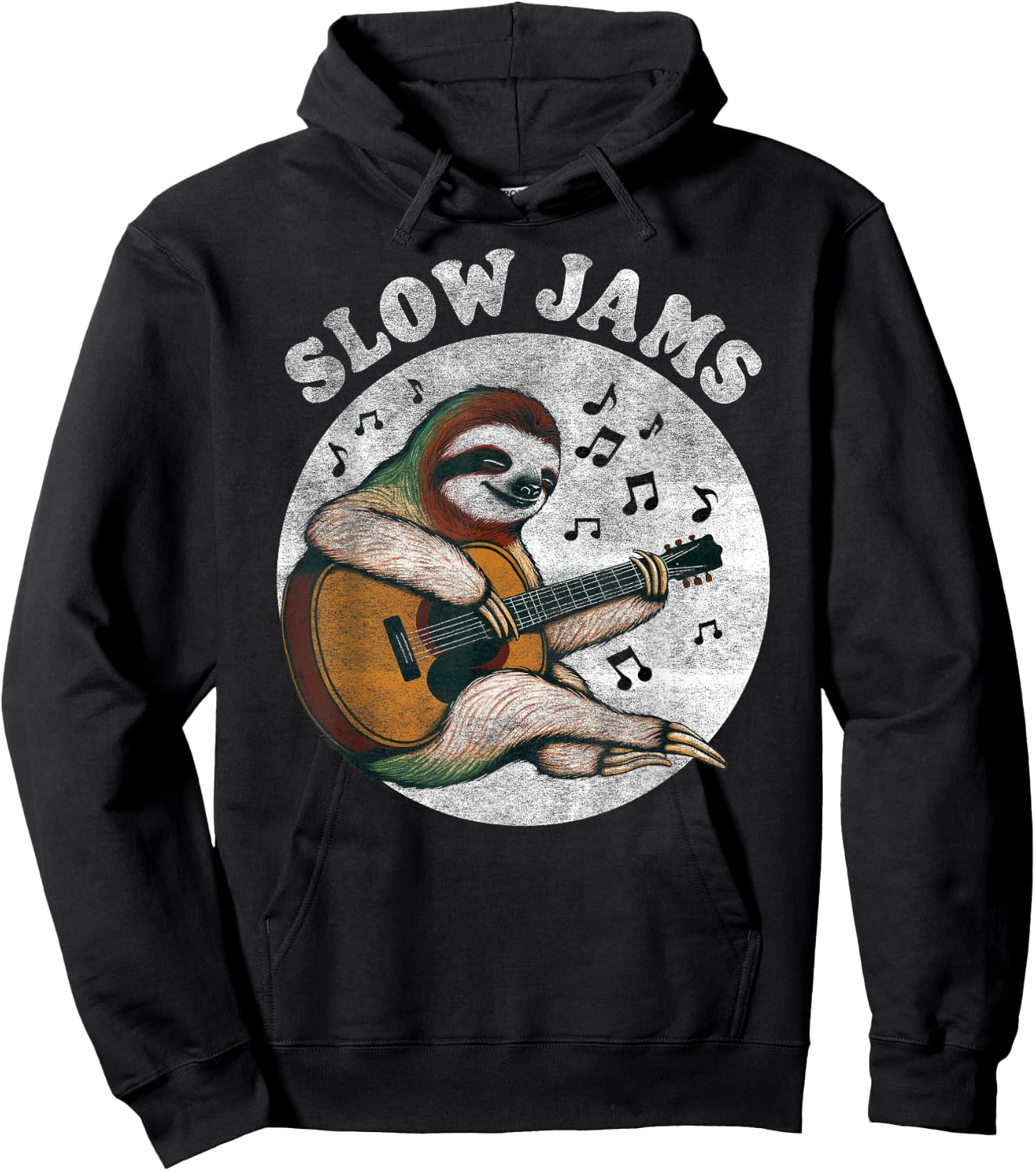 Slow Jams Sloth Playing Acoustic Guitar – Funny Music Hoodie - Hoodie | Black