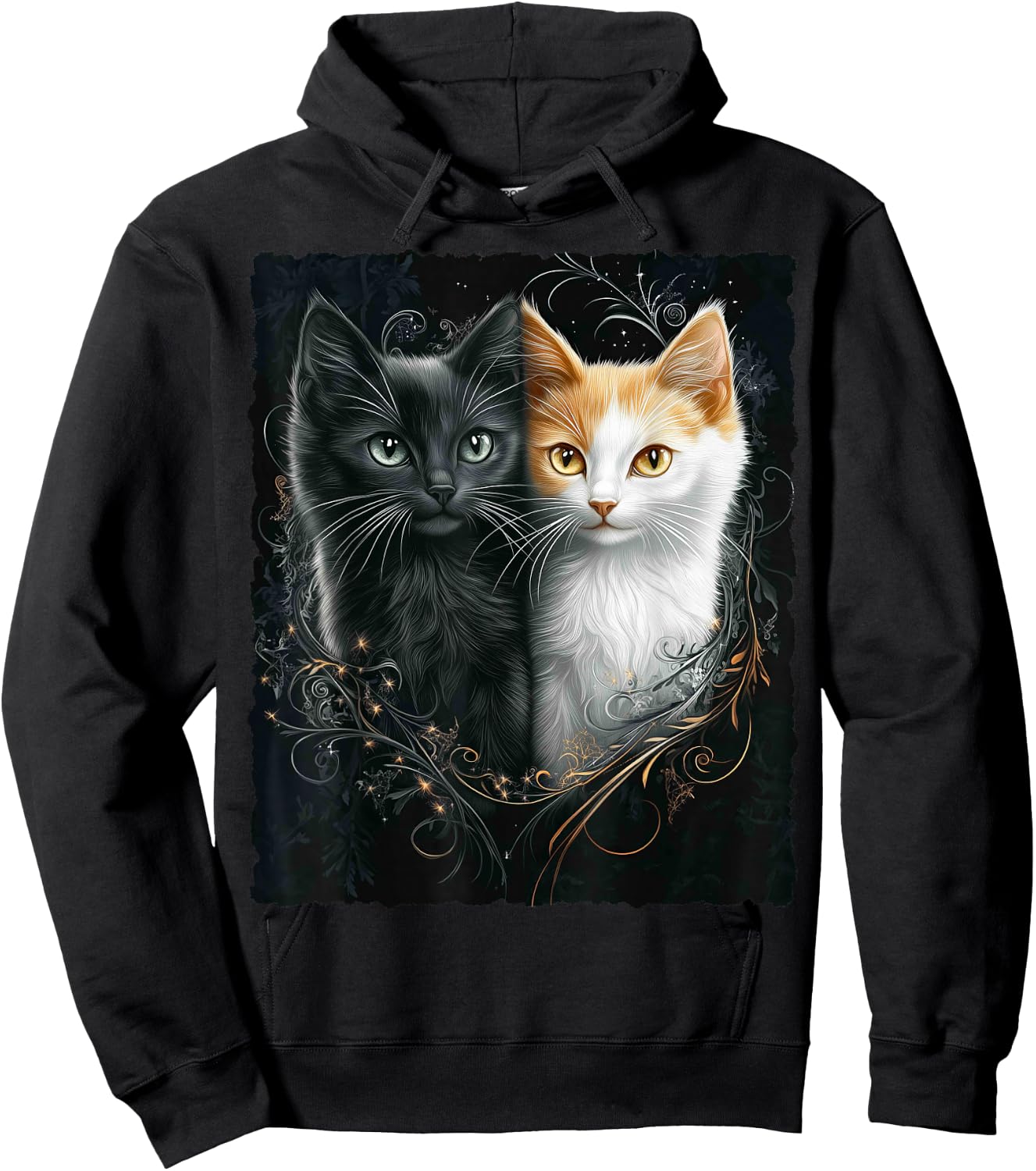 Süße magische Katze Kätzchen Kitten Fantasy Kunst Hoodie - Hoodie | Black