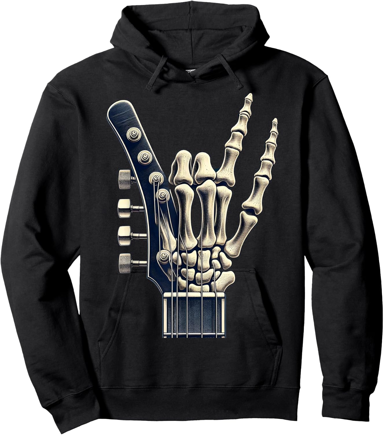 Hand Rock On Skeleton Panel For A Cool Performer , Black, S Hoodie - Hoodie | Black