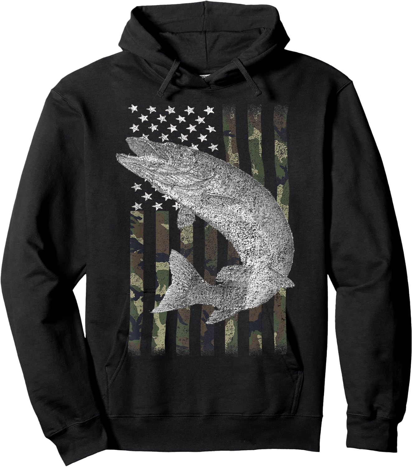 Musky Fishing Camouflage Flag Muskie Hoodie - Hoodie | Black
