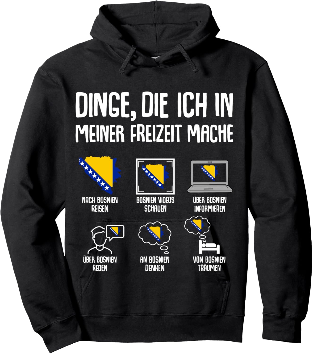 Bosnien Reise Damen Herren Kinder Langarmshirt Hoodie - Hoodie | Black
