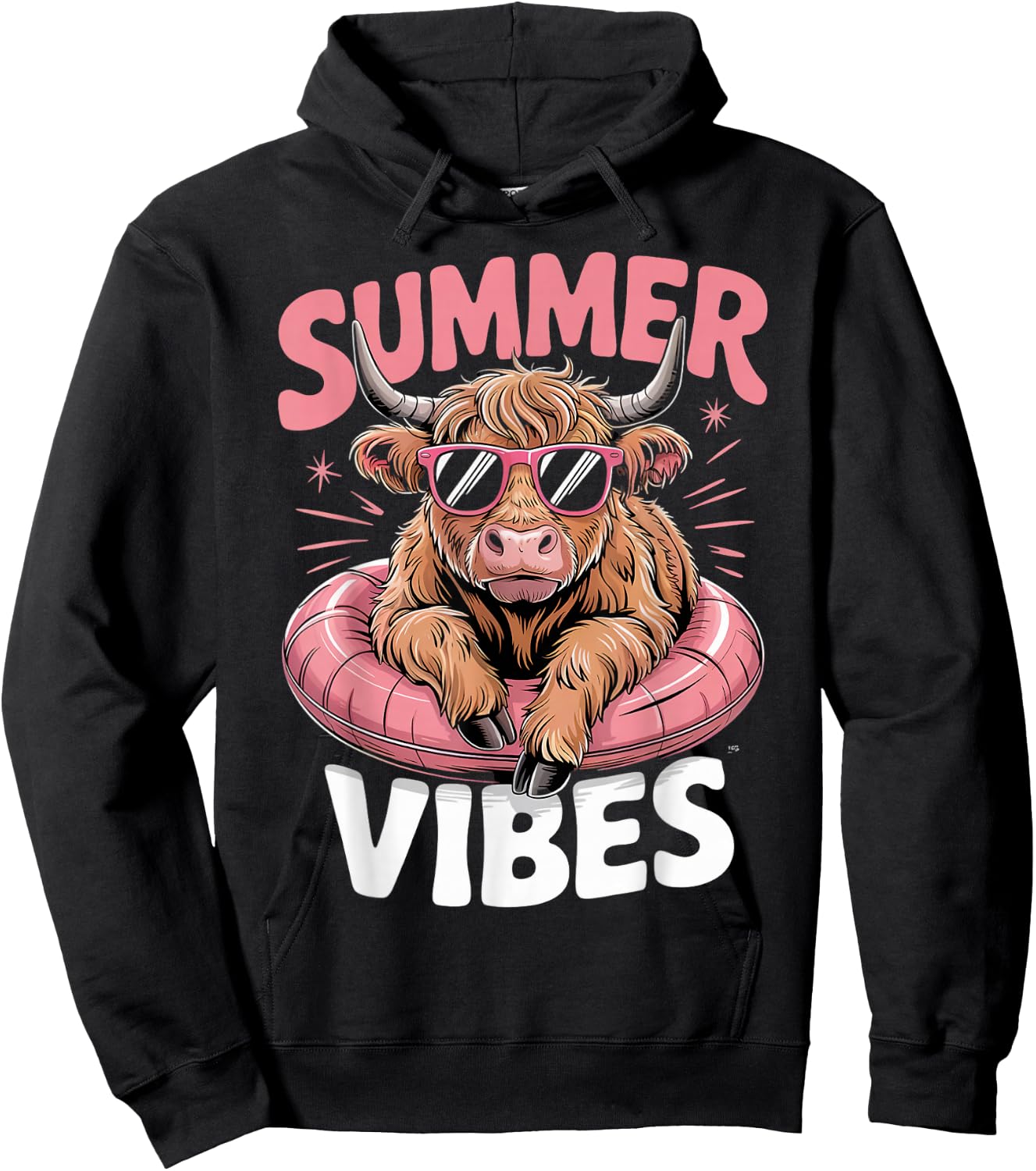 Summer Vibes Farm Farmer Scottish Beach Highland Cows Hoodie - Hoodie | Black