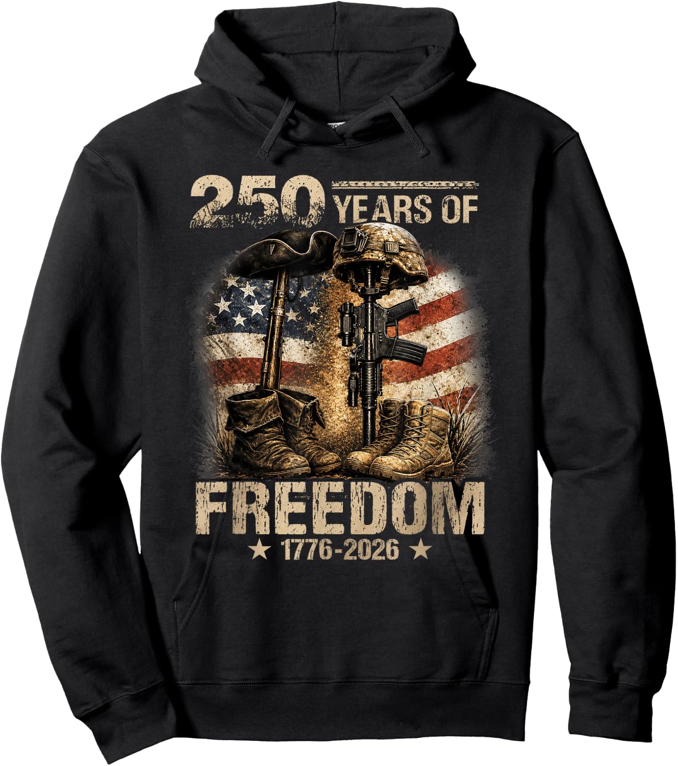 250 Years American 1776 2026 Christian Patriotic 4th of July Hoodie - Hoodie | Black
