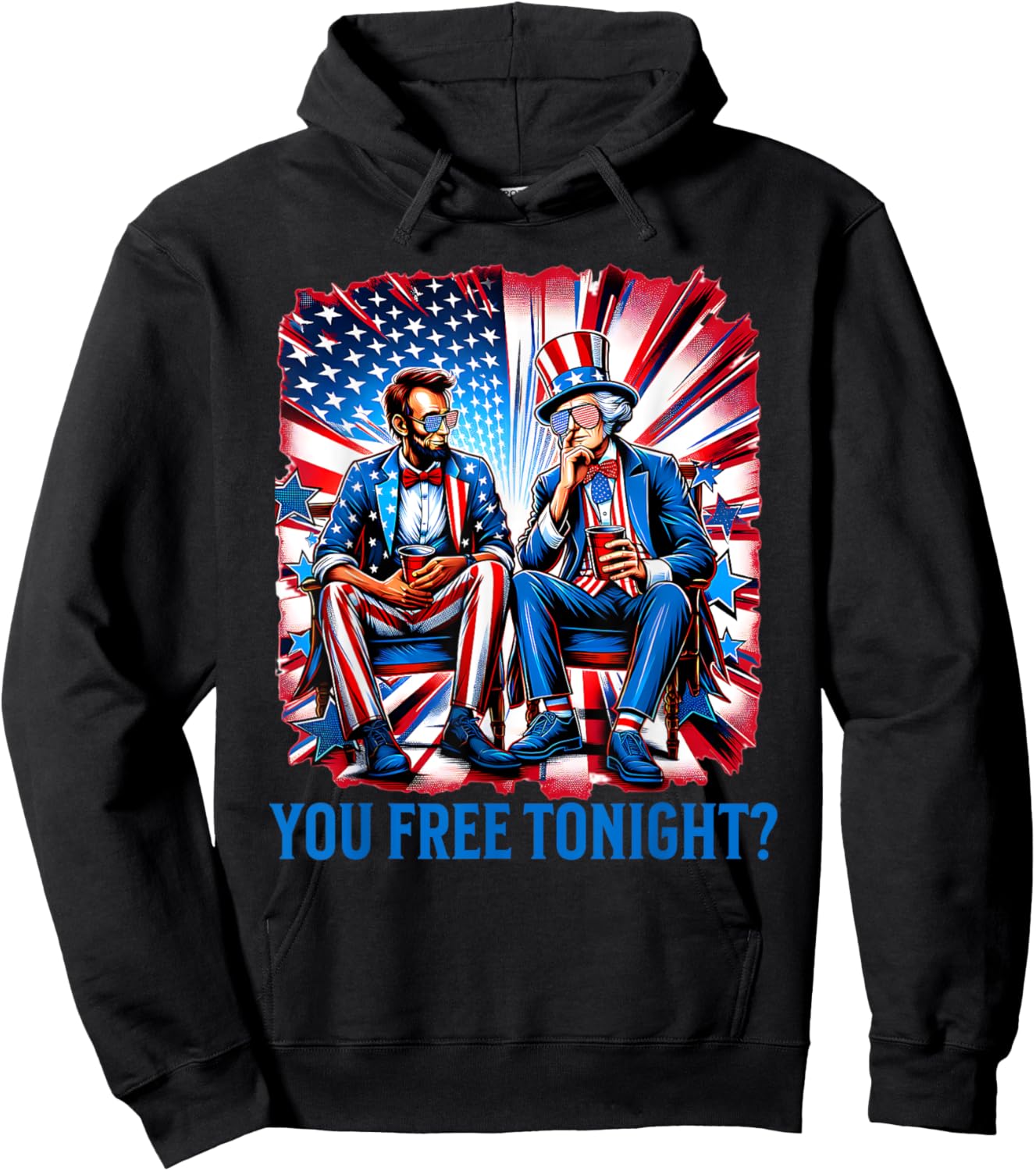 Free Lincoln Washington 4th Of July Patriotic American USA Hoodie - Hoodie | Black