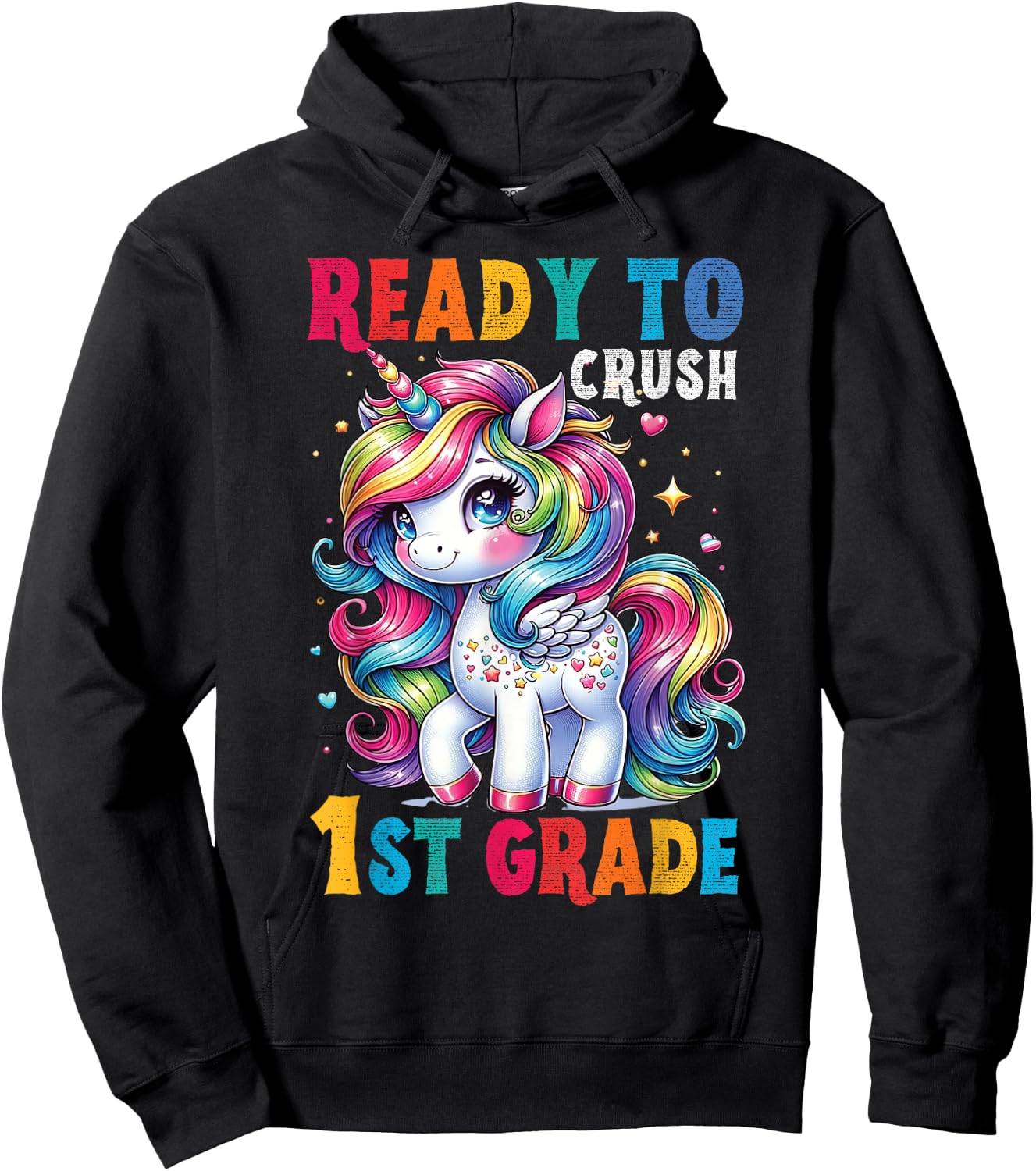 Student Unicorn Ready back to School crush 1st grade Girls Hoodie - Hoodie | Black