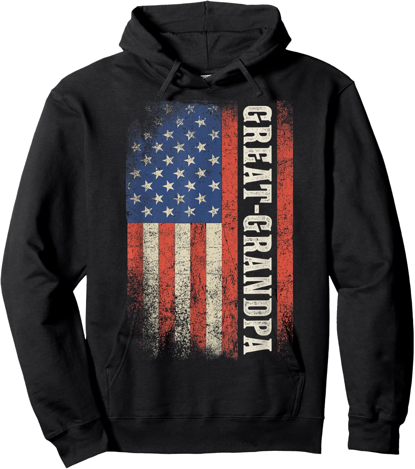 Great Grandpa American Flag Patriotic USA Vintage Hoodie - Hoodie | Black