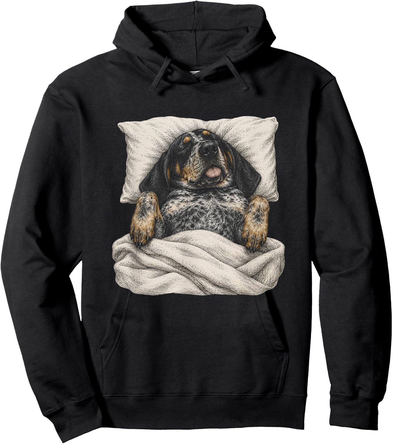 Sleeping Funny Bluetick Coonhound Artwork Design Hoodie - Hoodie | Black