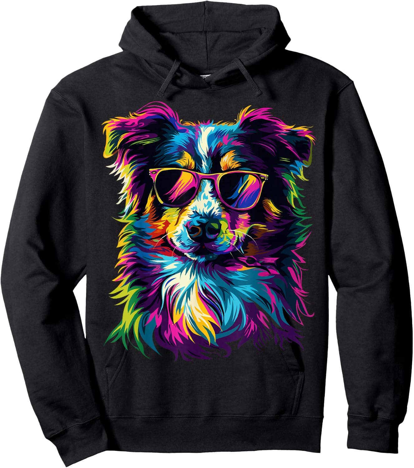 Australian Shepherd Lovers Pop Art Funny Australian Shepherd Hoodie - Hoodie | Black
