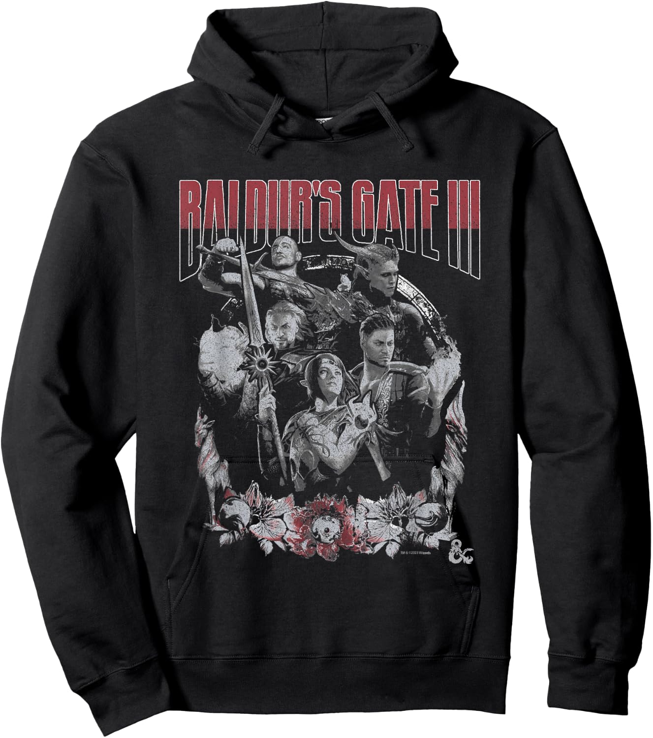 Dungeons & Dragons Baldur's Gate Distressed Floral Frame Hoodie - Hoodie | Black