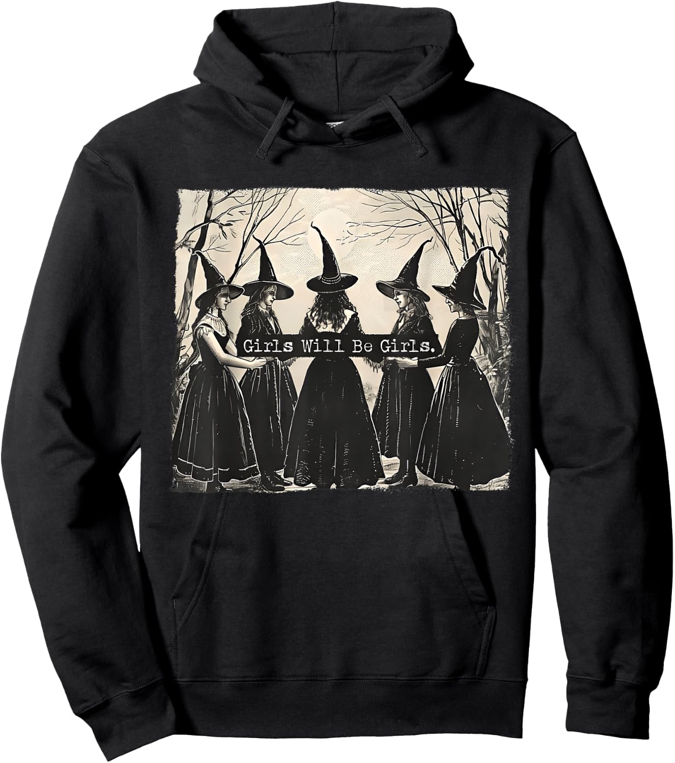 Girl Will Be Girl, Funny Witch, Witchy Vibes Hoodie - Hoodie | Black