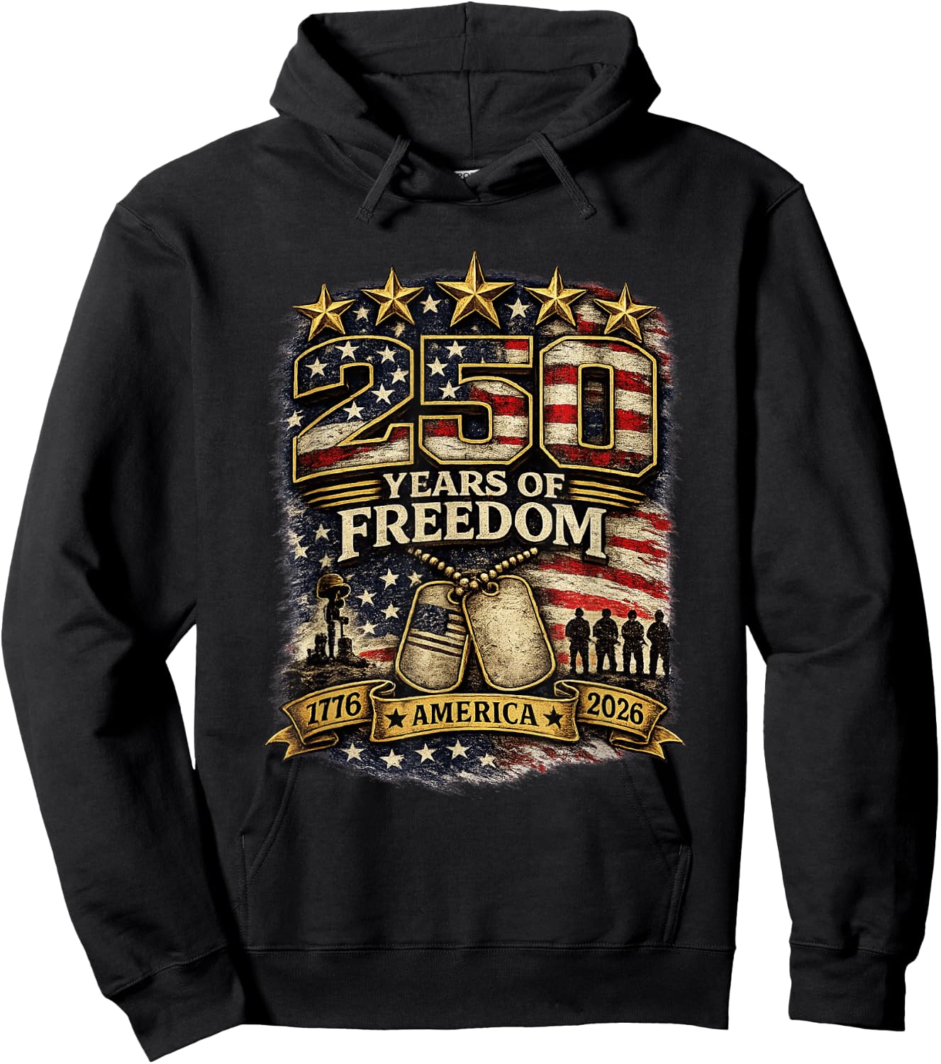250 America Liberty July 4 Hoodie - Hoodie | Black