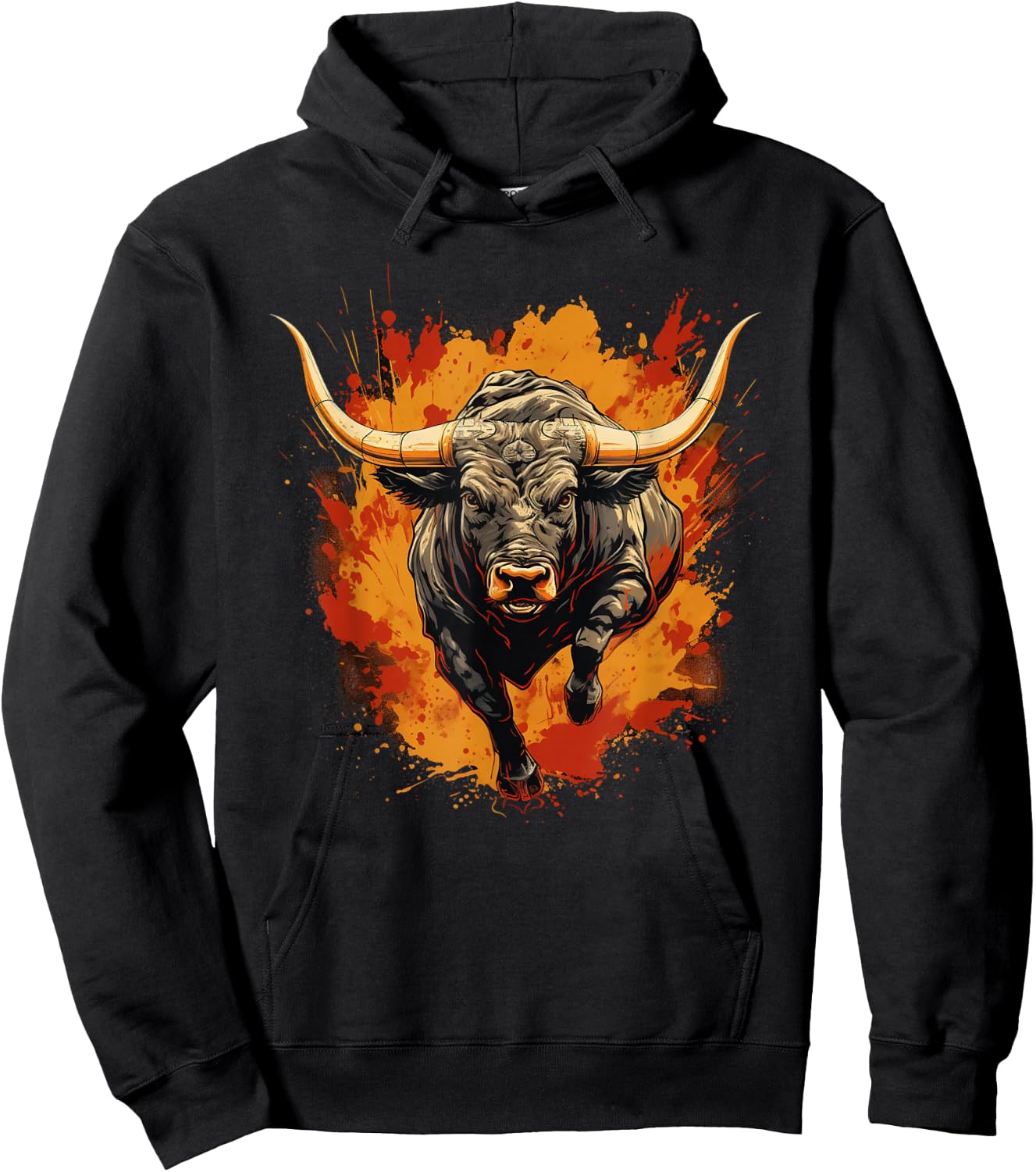 Cool Spanish Bull with Big Horns , black Hoodie - Hoodie | Black
