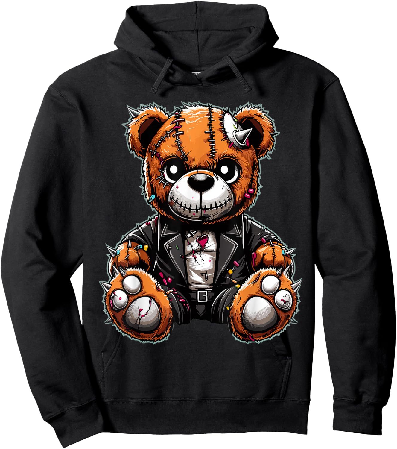 Punk Stuffed Animal Sharp Needle Rebel Hoodie - Hoodie | Black