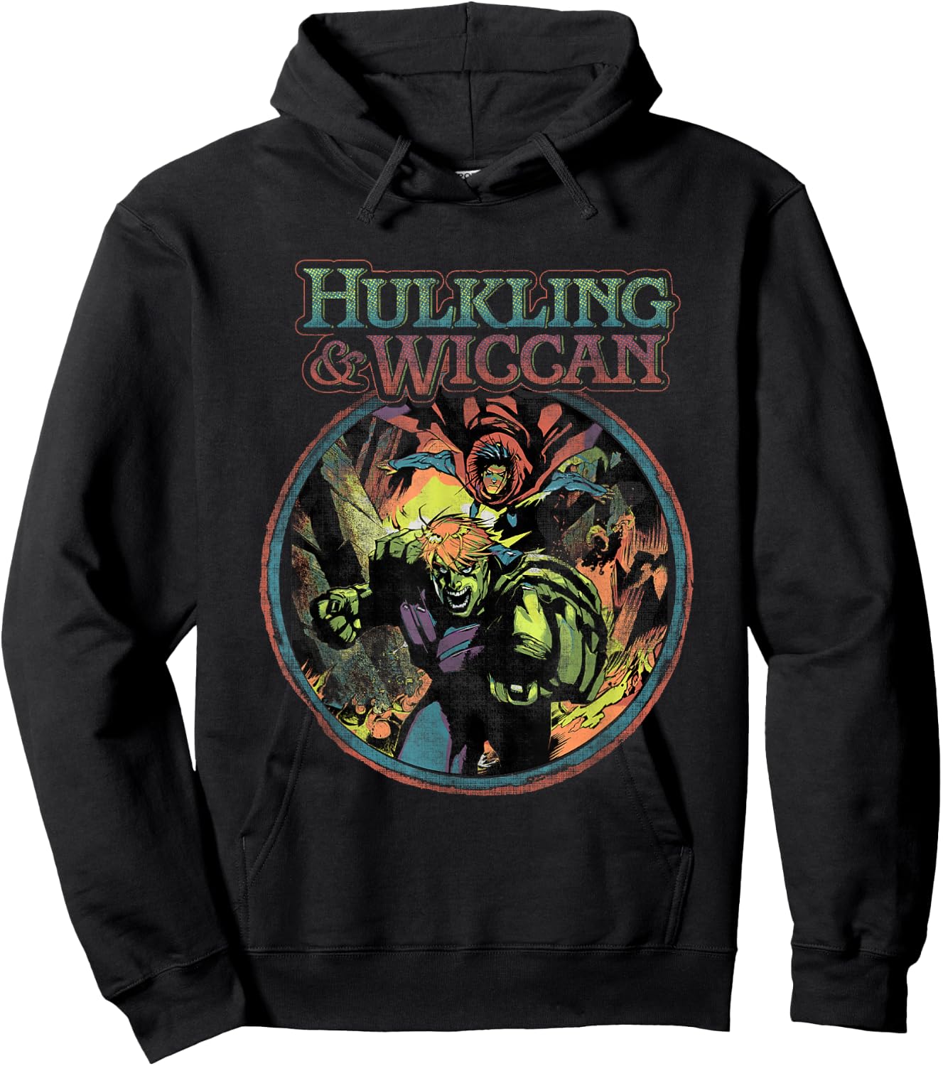 Marvel Universe Classic Hulking & Wiccan Retro Big Poster Hoodie - Hoodie | Black