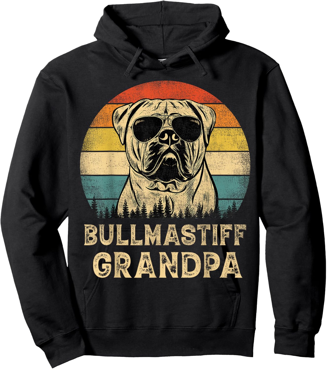 Vintage Bullmastiff Grandpa Dog Lovers Father's Day Men Women Hoodie - Hoodie | Black
