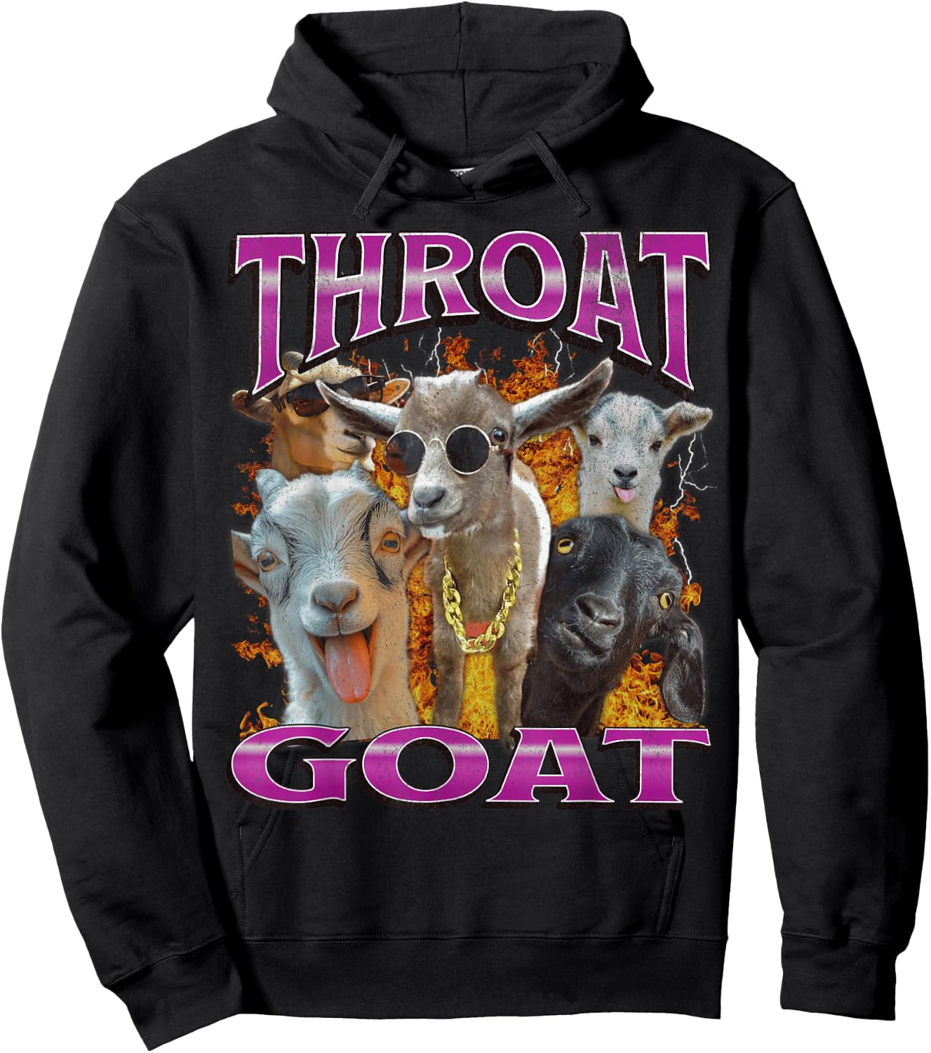Throat Goat Funny Offensive Humor Bootleg Adult Y2K Graphic , black Hoodie - Hoodie | Black