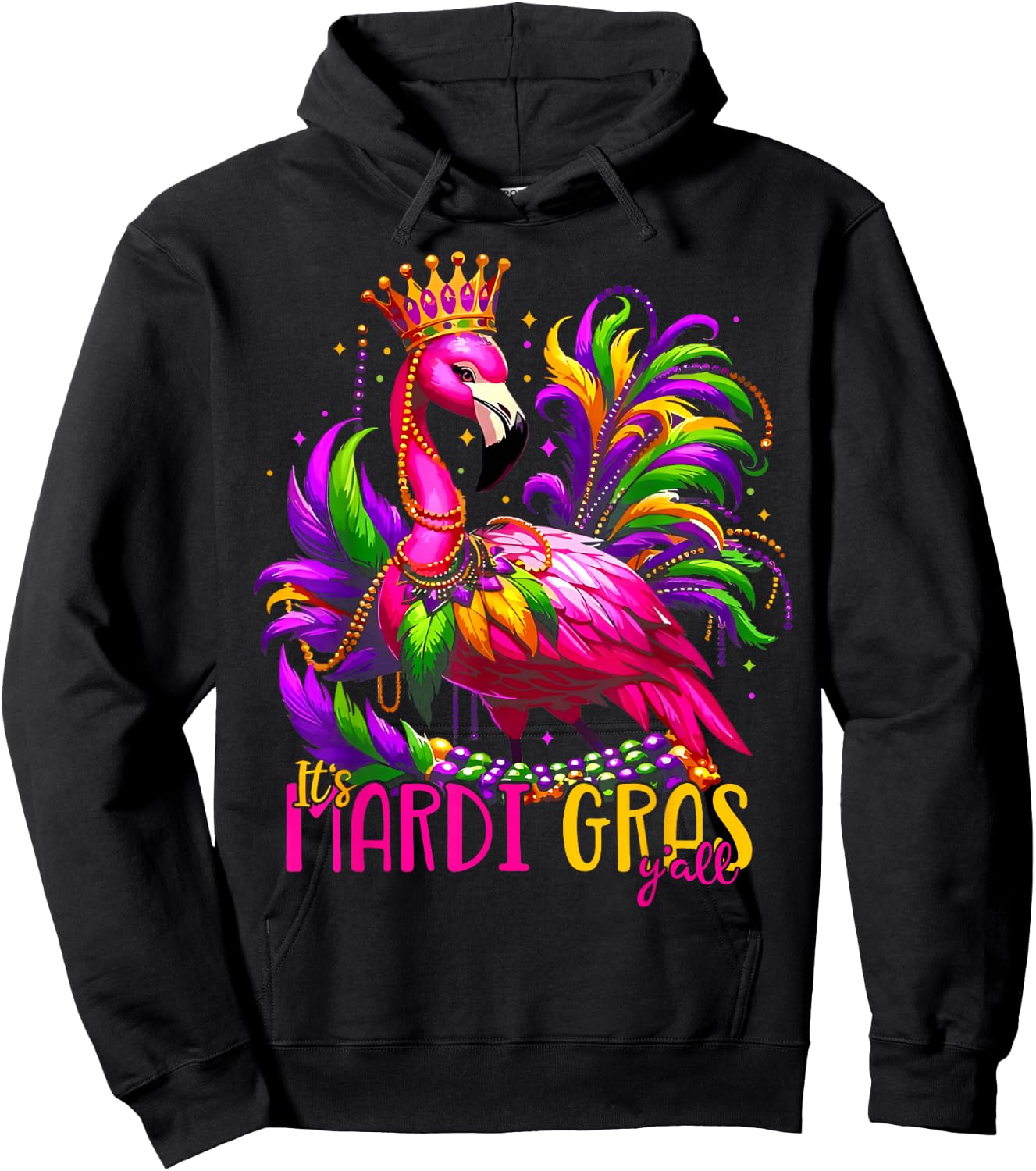 Funny Carnival Party Gift Flamingo Mardi Gras Hoodie - Hoodie | Black