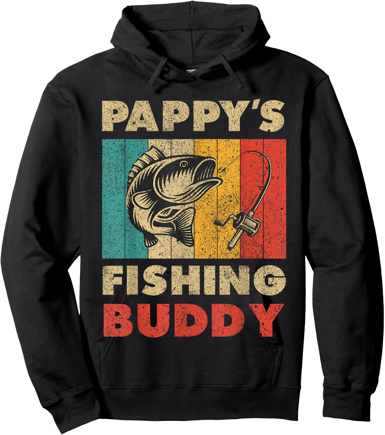 Funny Fishing Pappy's Fishing Buddy Vintage Fishing Hoodie - Hoodie | Black