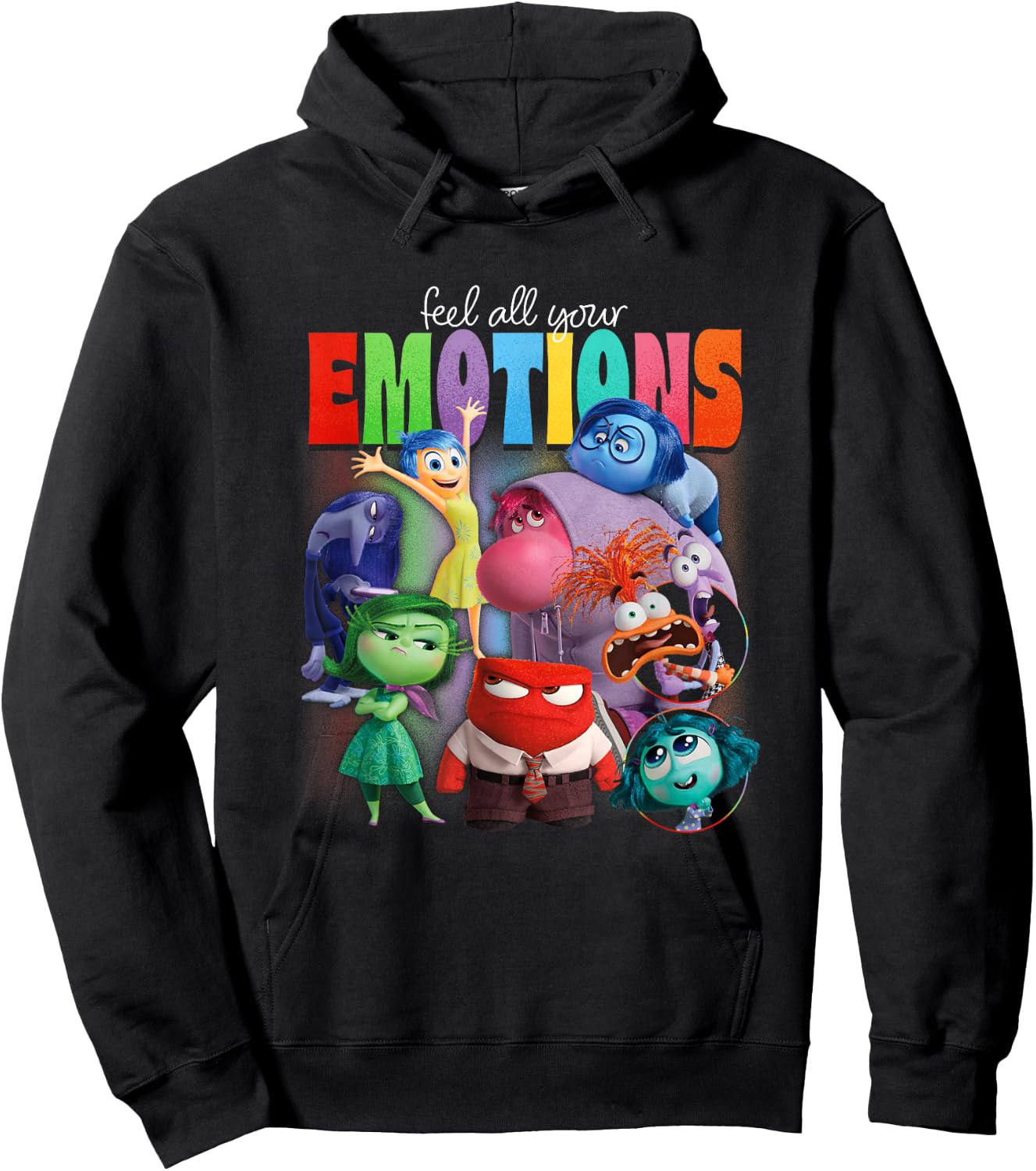 Disney Pixar Inside Out 2 Feel All Your Emotions Vintage , black Hoodie - Hoodie | Black