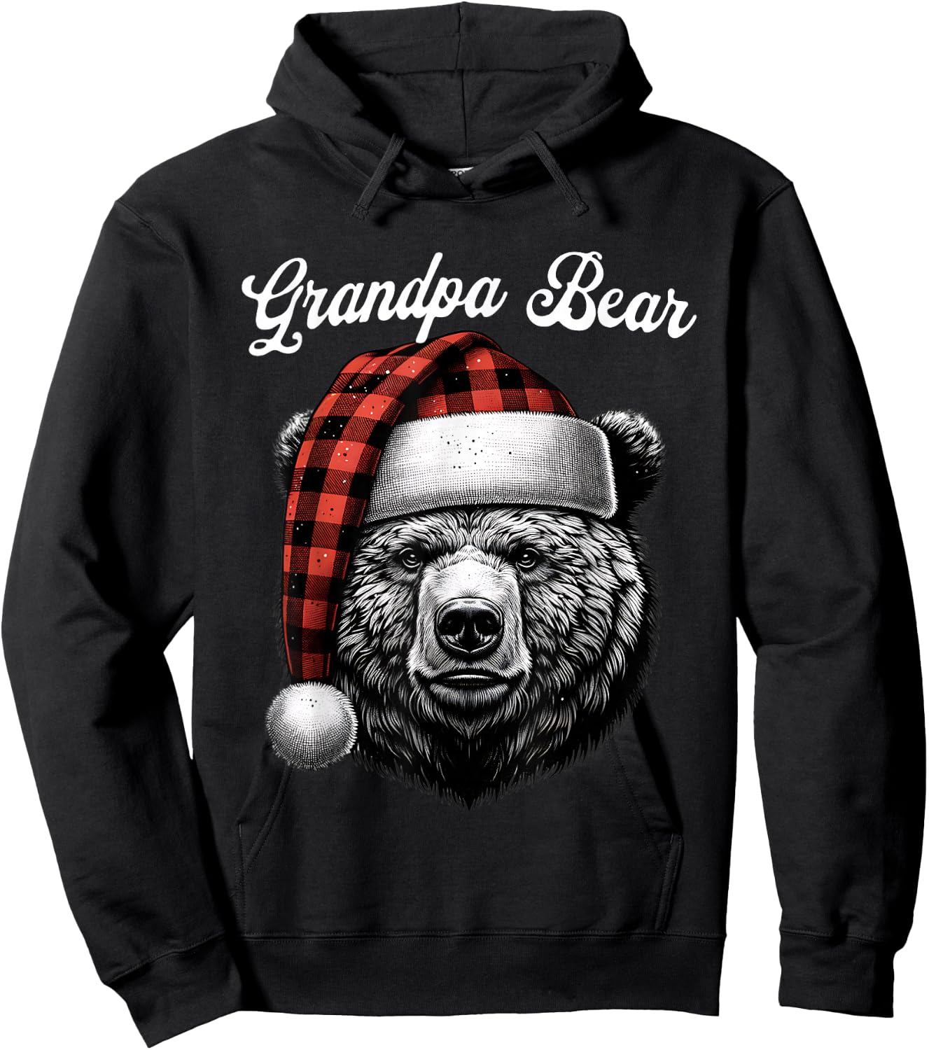 Grandpa Bear Christmas Red Buffalo Family Matching Christmas Hoodie - Hoodie | Black