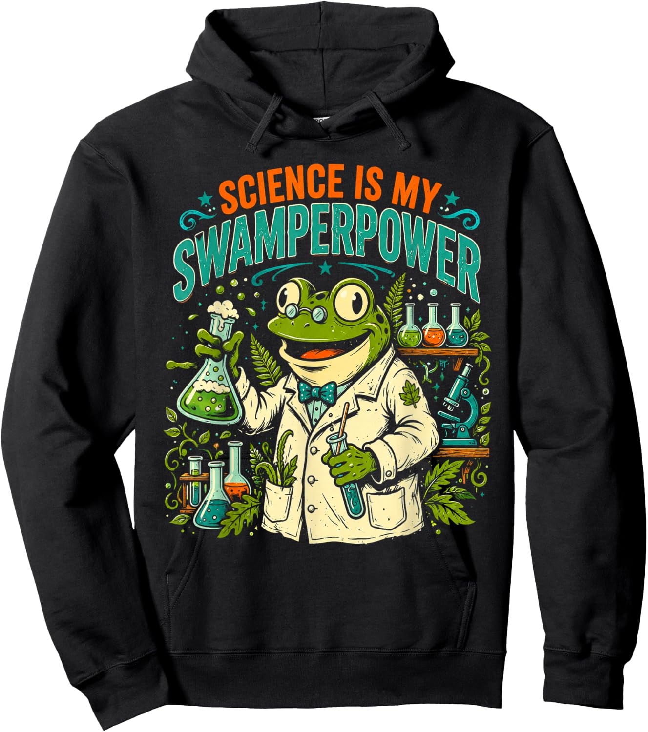 Frog Scientist Science is My Swamperpower Hoodie - Hoodie | Black